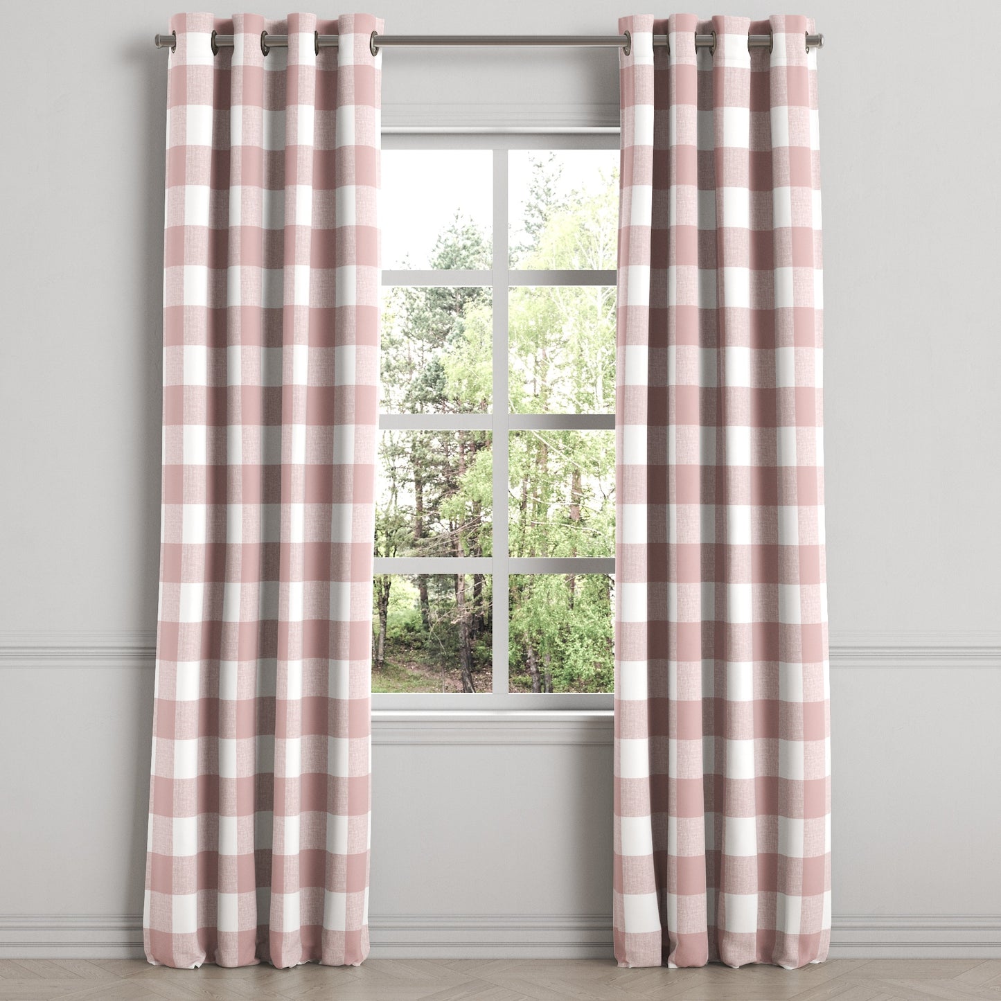 Grommet Drapery in Buffalo Check - Mauve