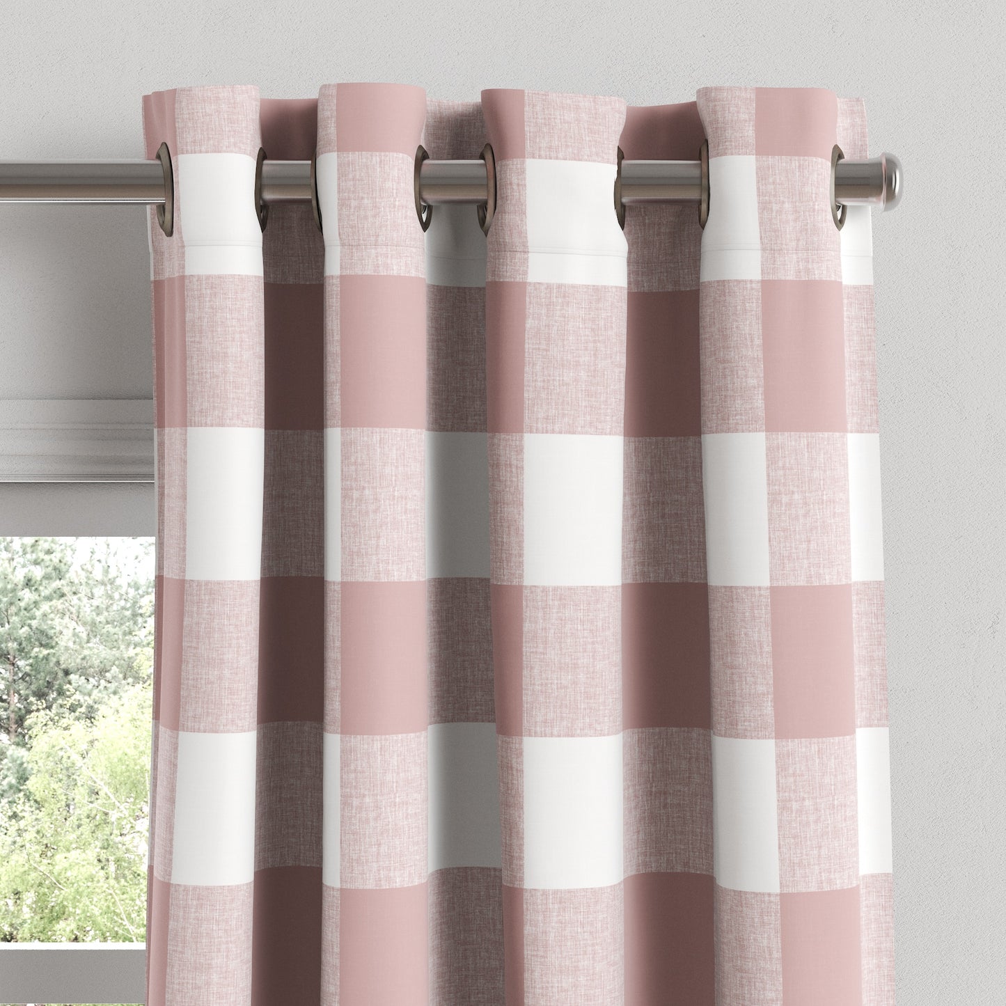 Grommet Drapery in Buffalo Check - Mauve