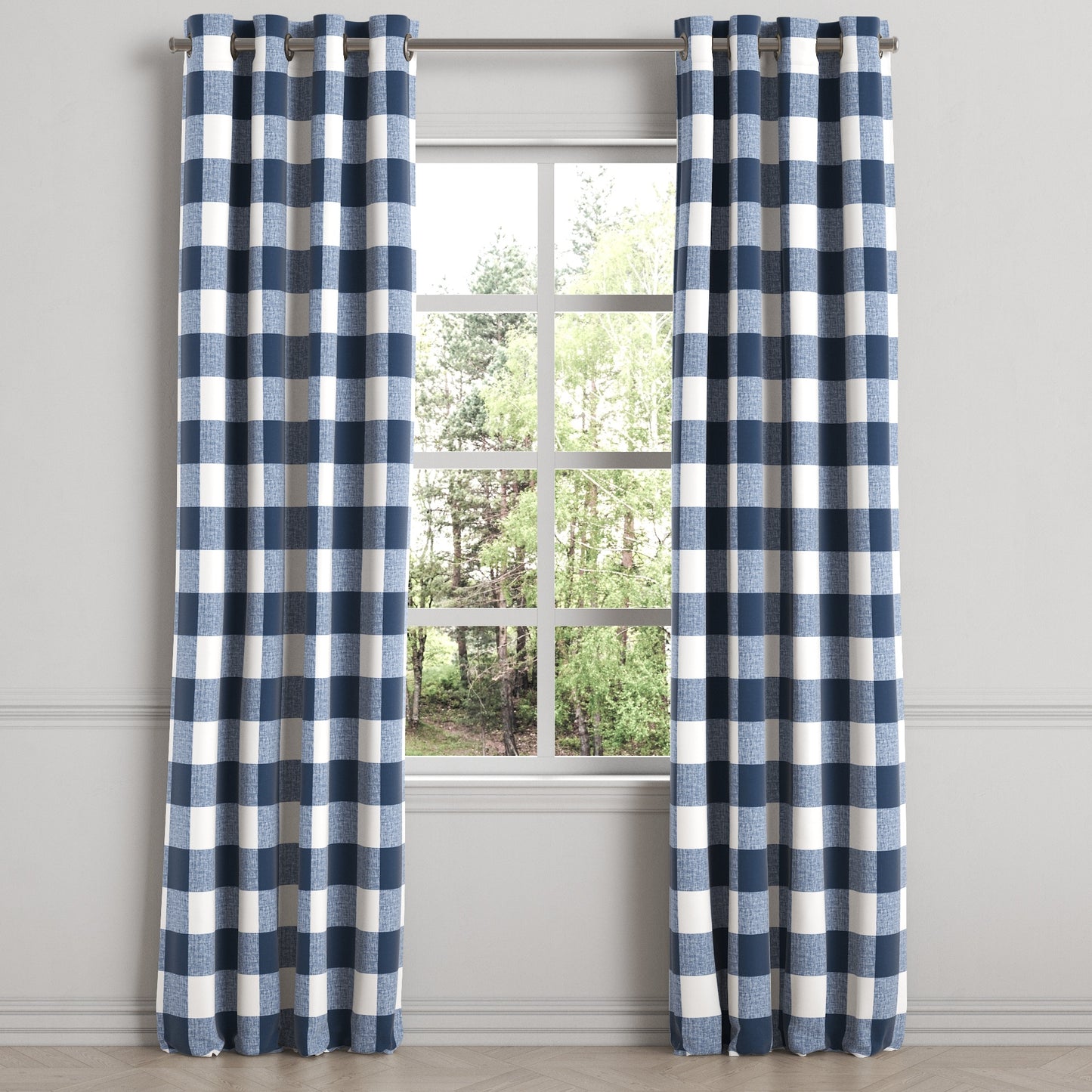 Grommet Drapery in Buffalo Check - Navy