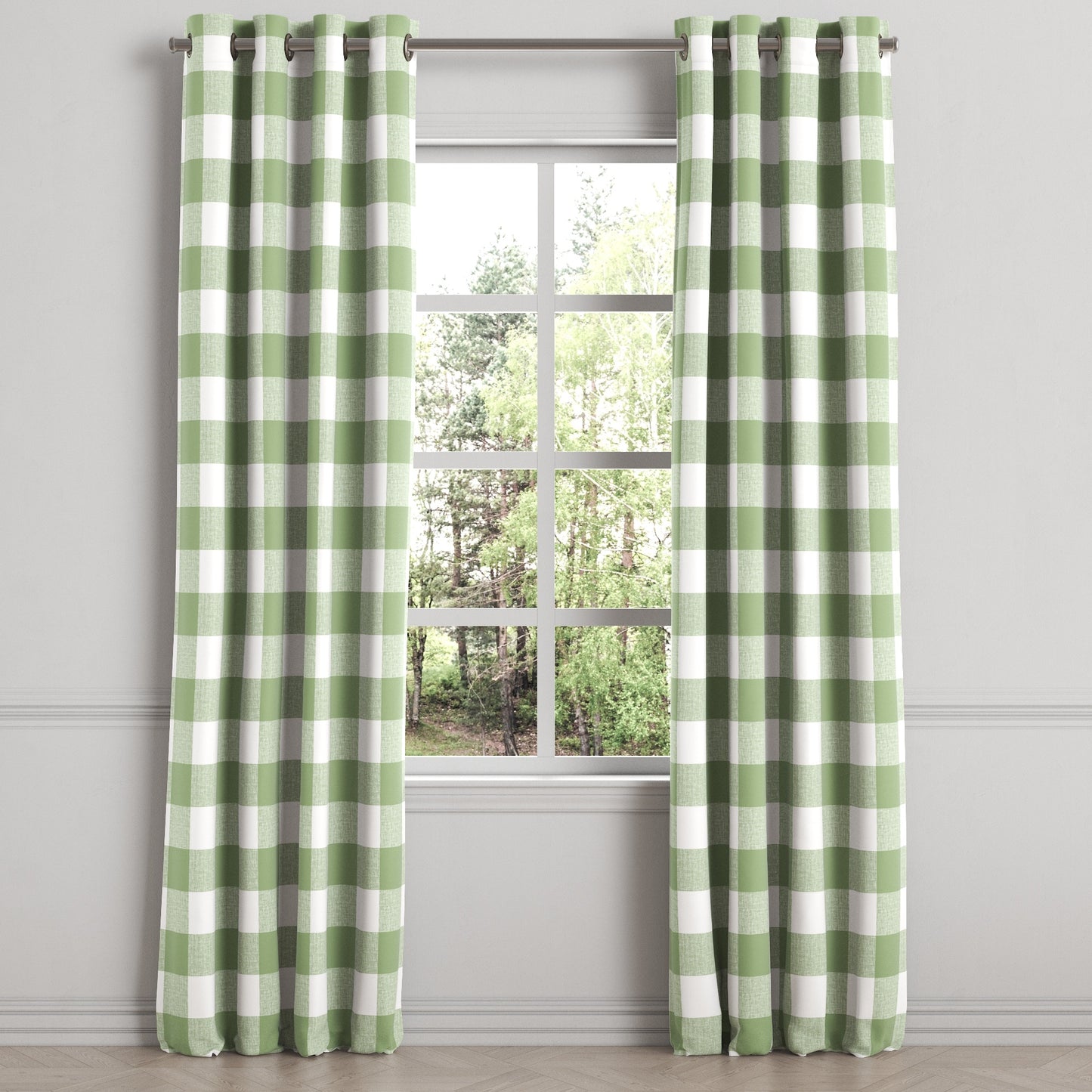 Grommet Drapery in Buffalo Check - Sage