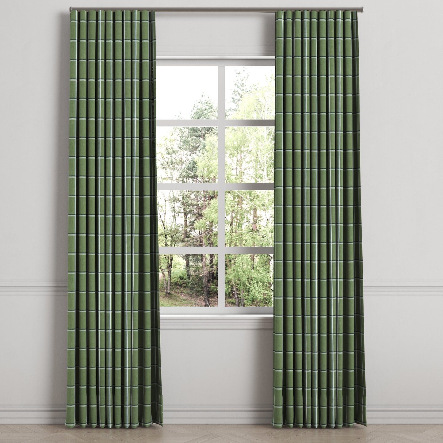 Ripplefold Drapery in Check With Me - Pine