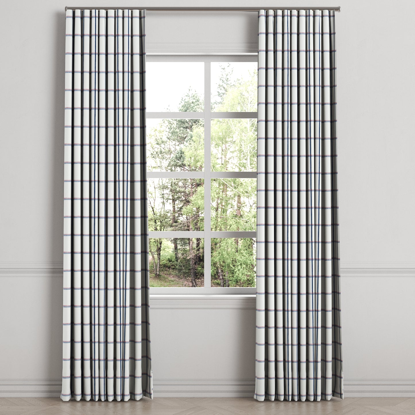 Ripplefold Drapery in Check With Me - White