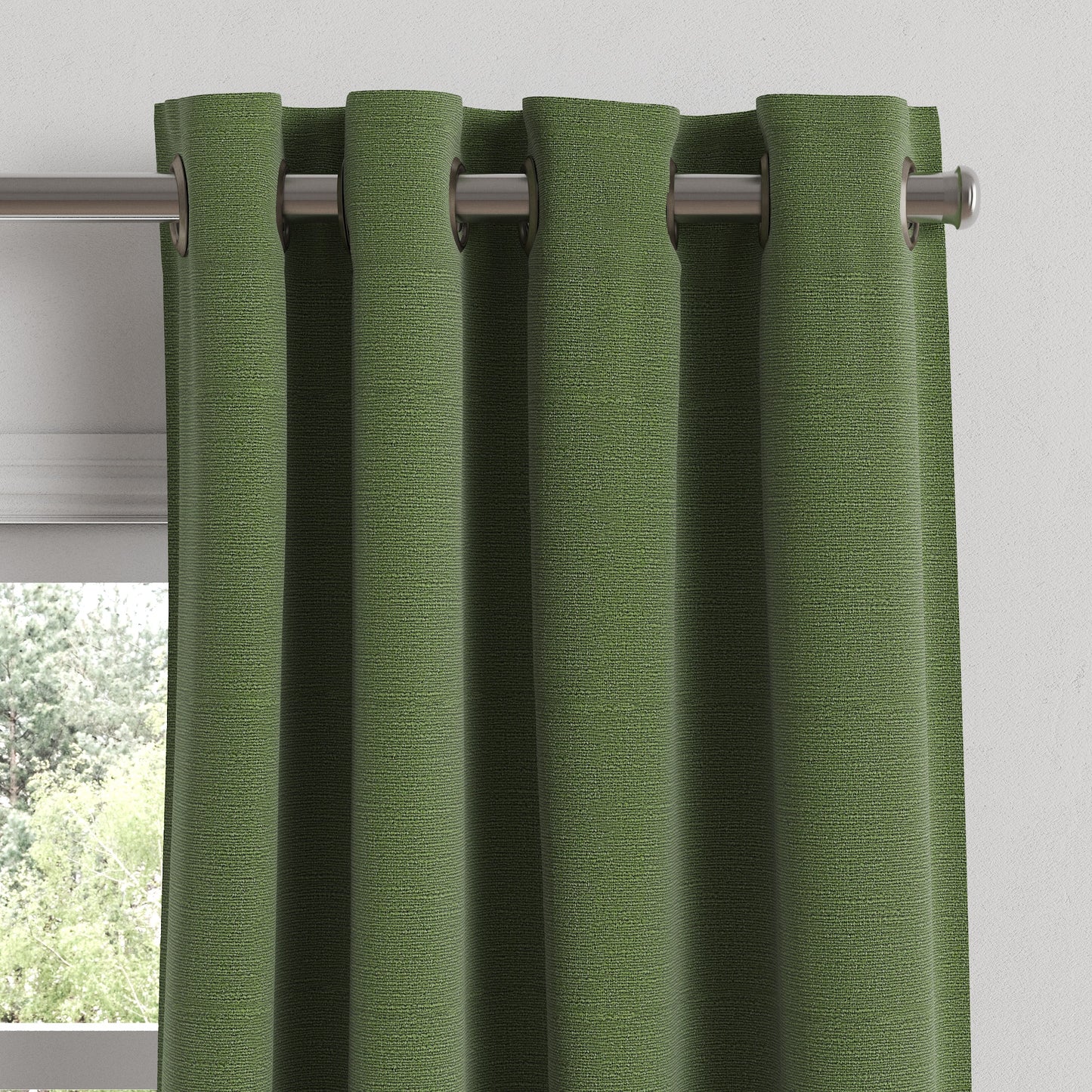 Grommet Drapery in Slubby Linen - Clover