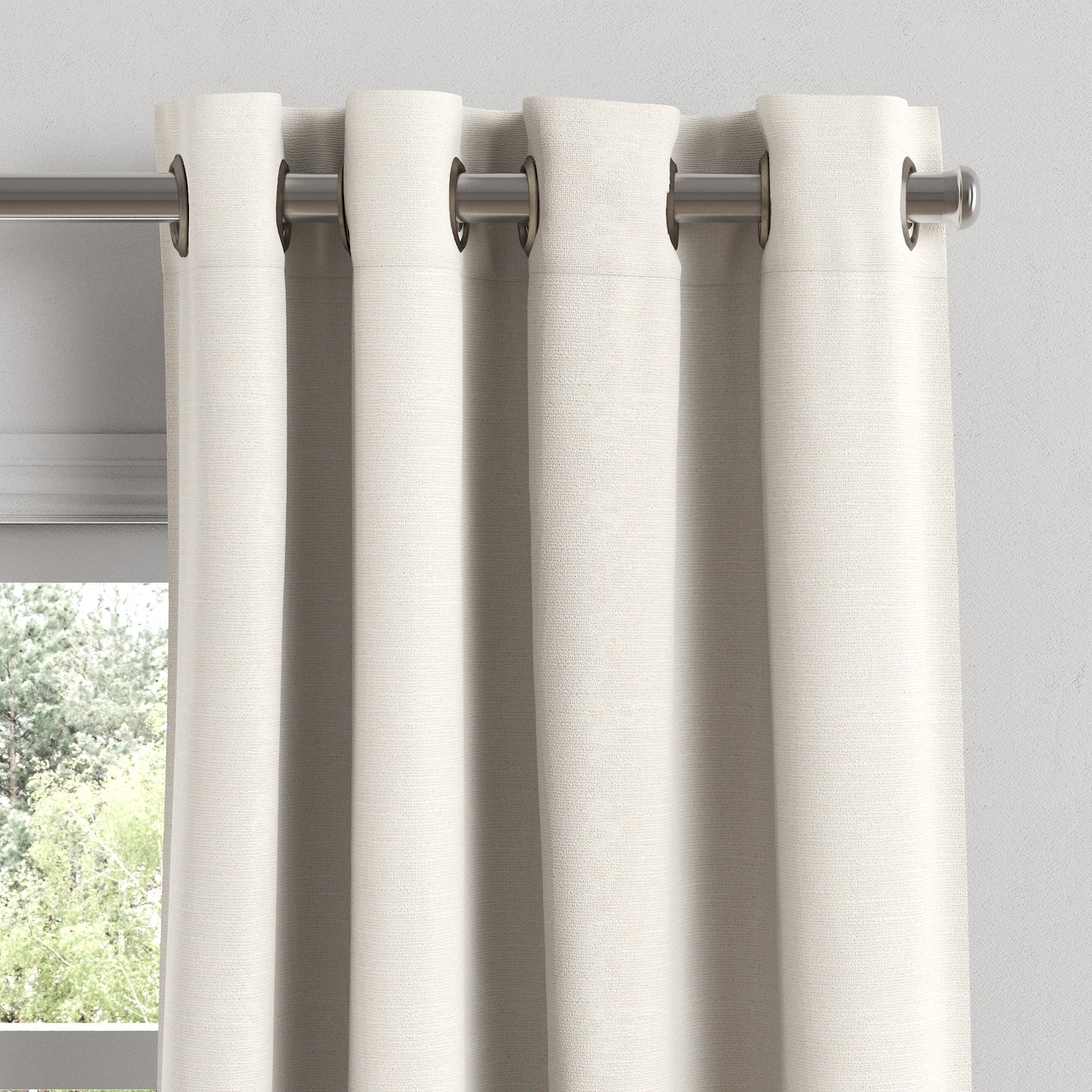 Grommet Drapery in Slubby Linen - White