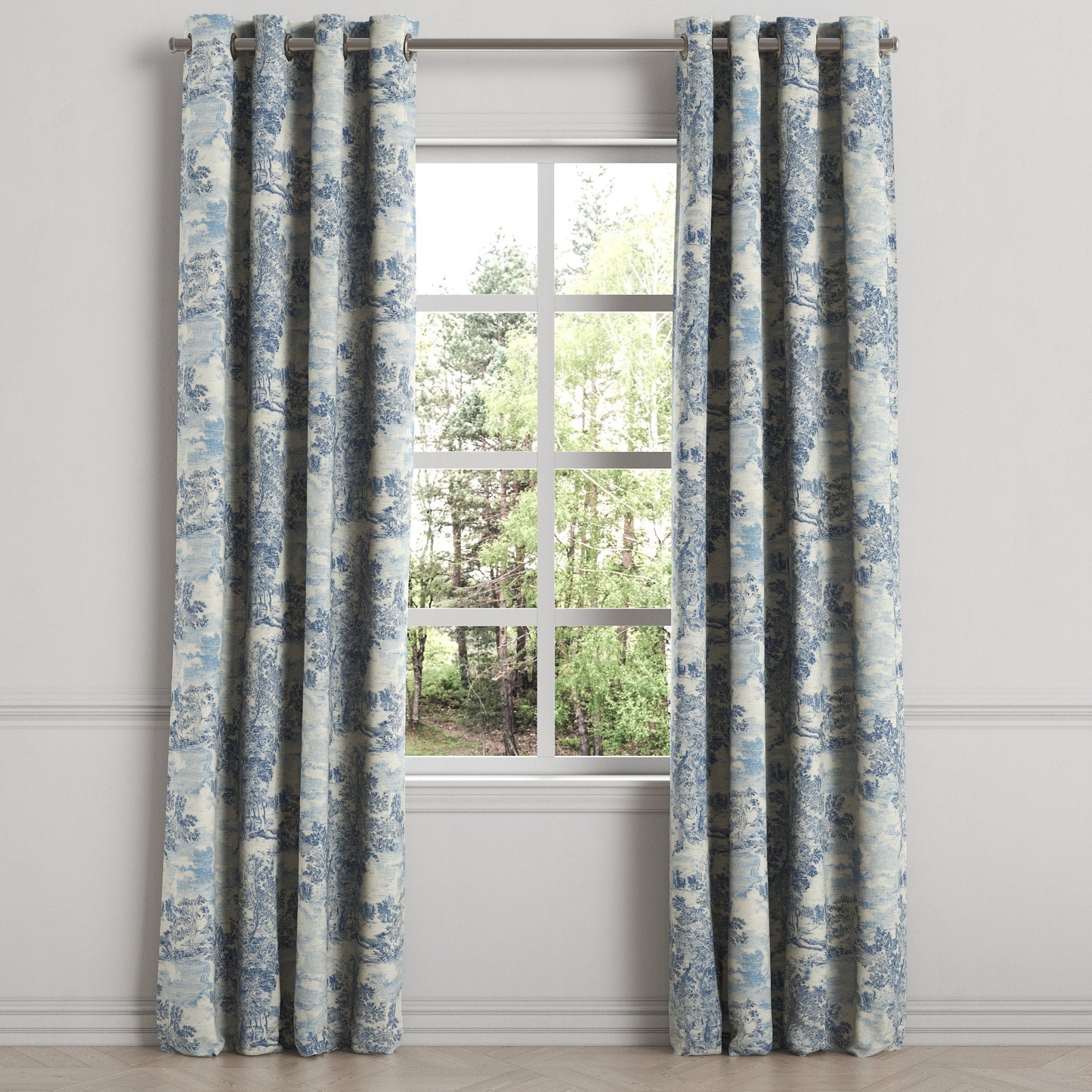 Grommet Drapery in Country Toile - Sapphire