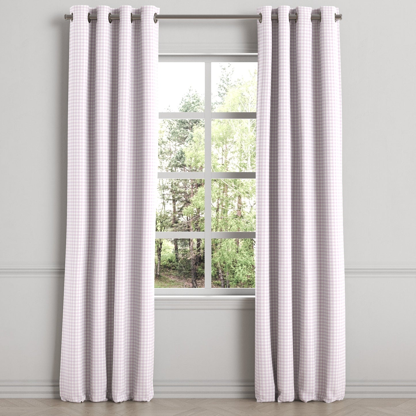 Grommet Drapery in Gingham - Lilac