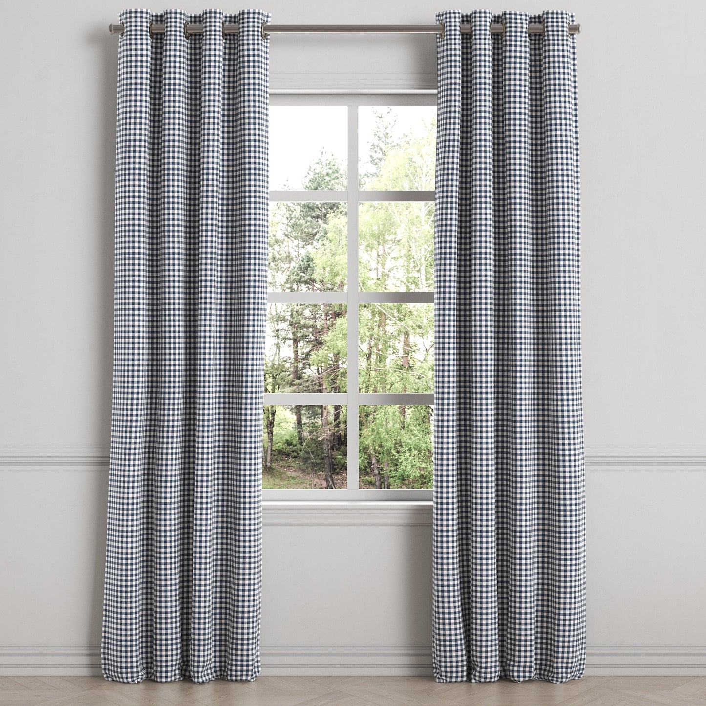 Grommet Drapery in Gingham - Navy