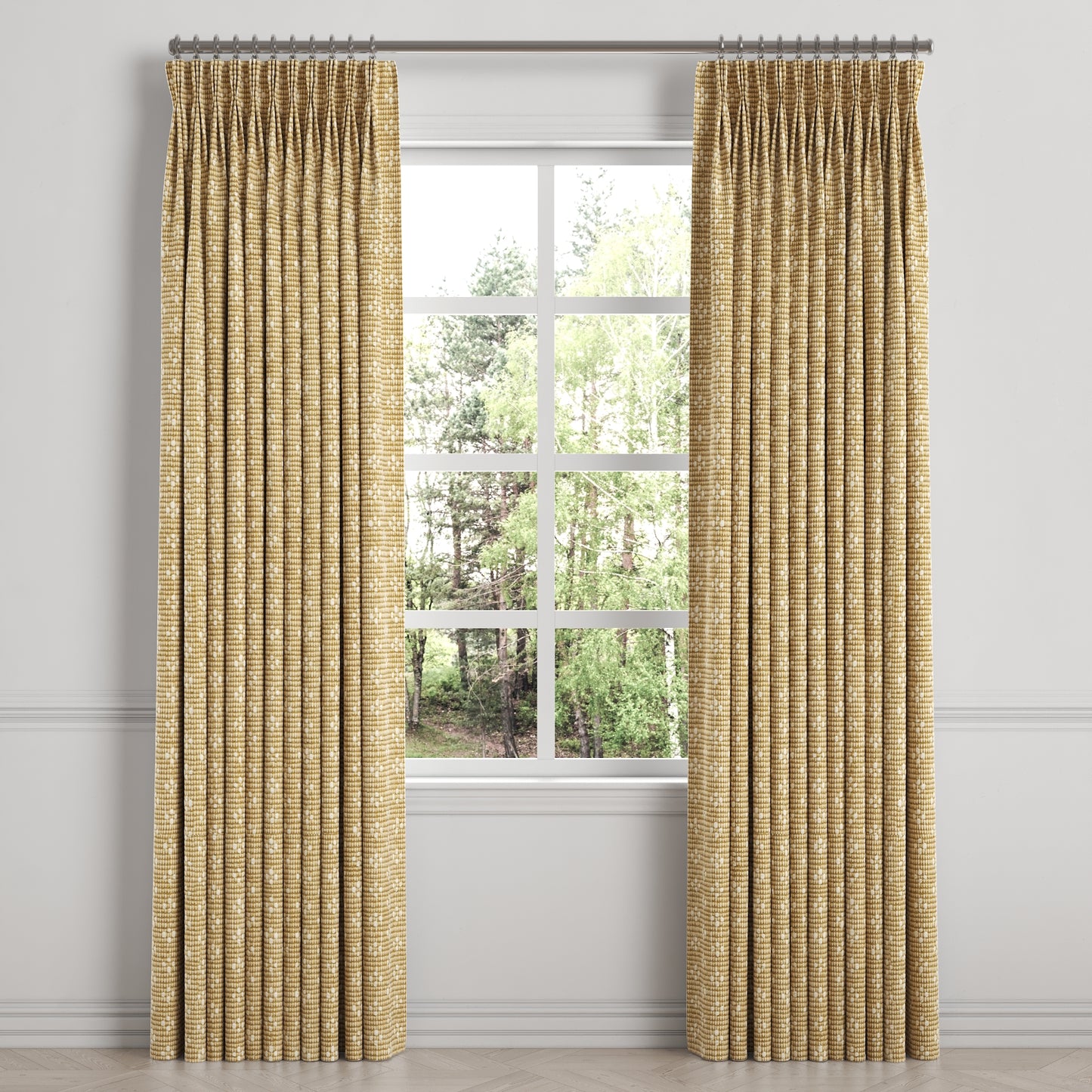 Pinch Pleat Drapery in Ditsy - Saddle