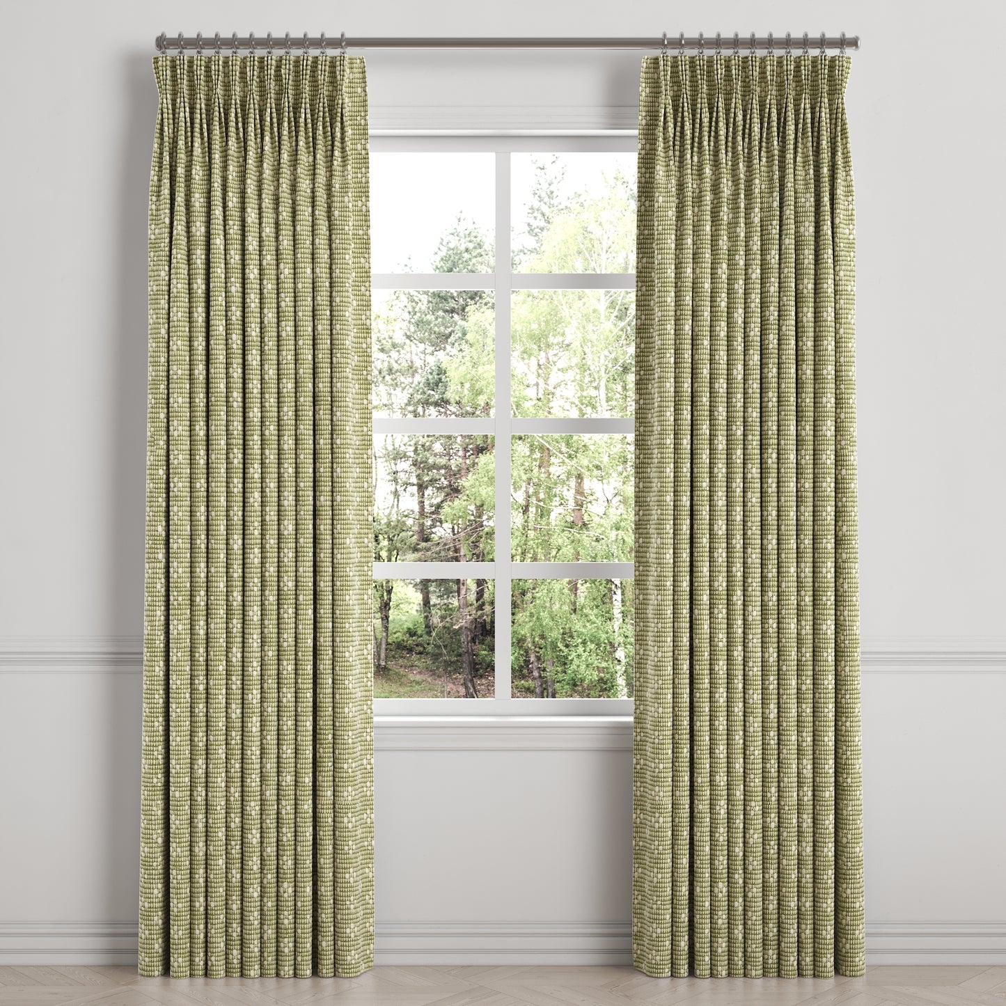 Pinch Pleat Drapery in Ditsy - Seaweed