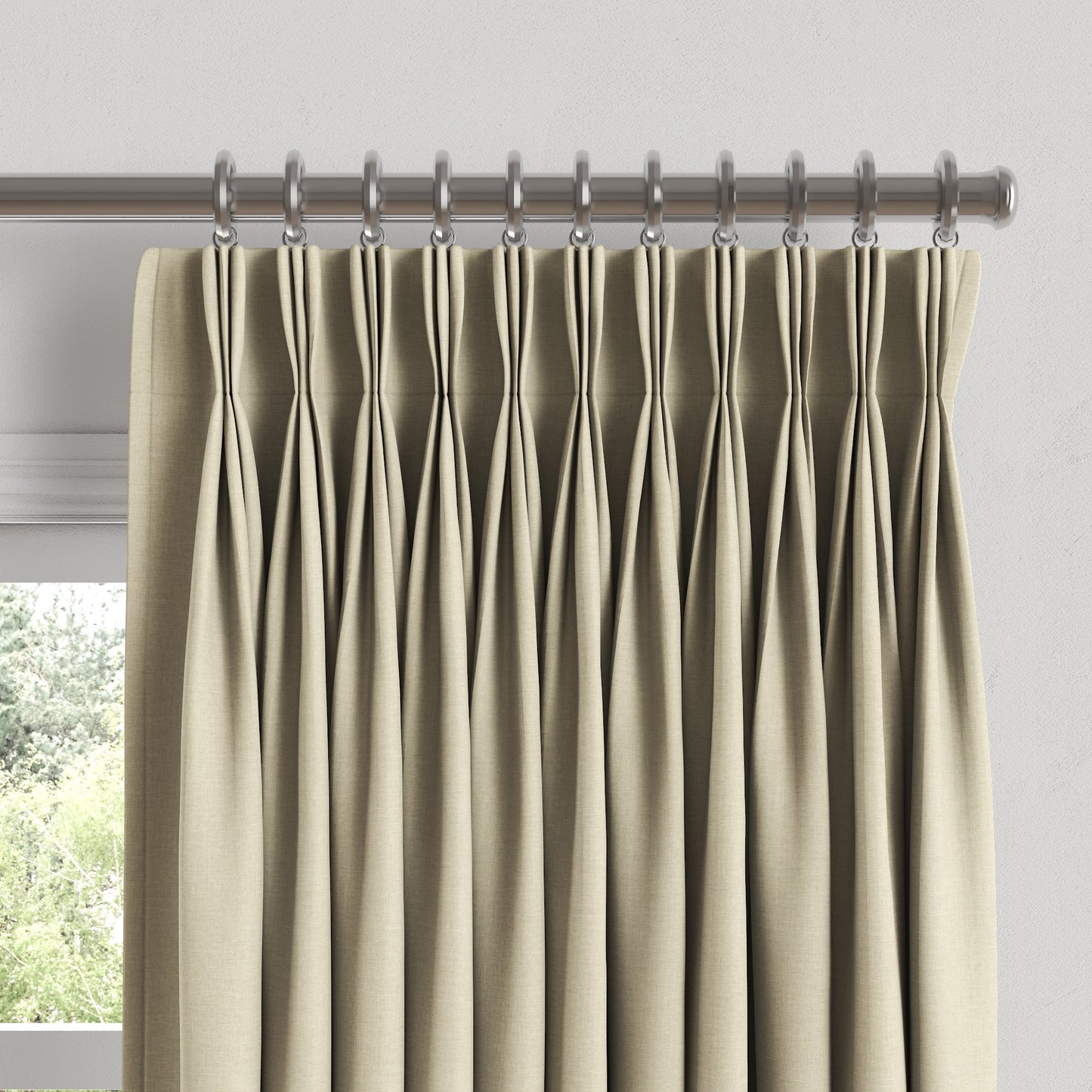 Pinch Pleat Drapery in Lush Linen - Mushroom