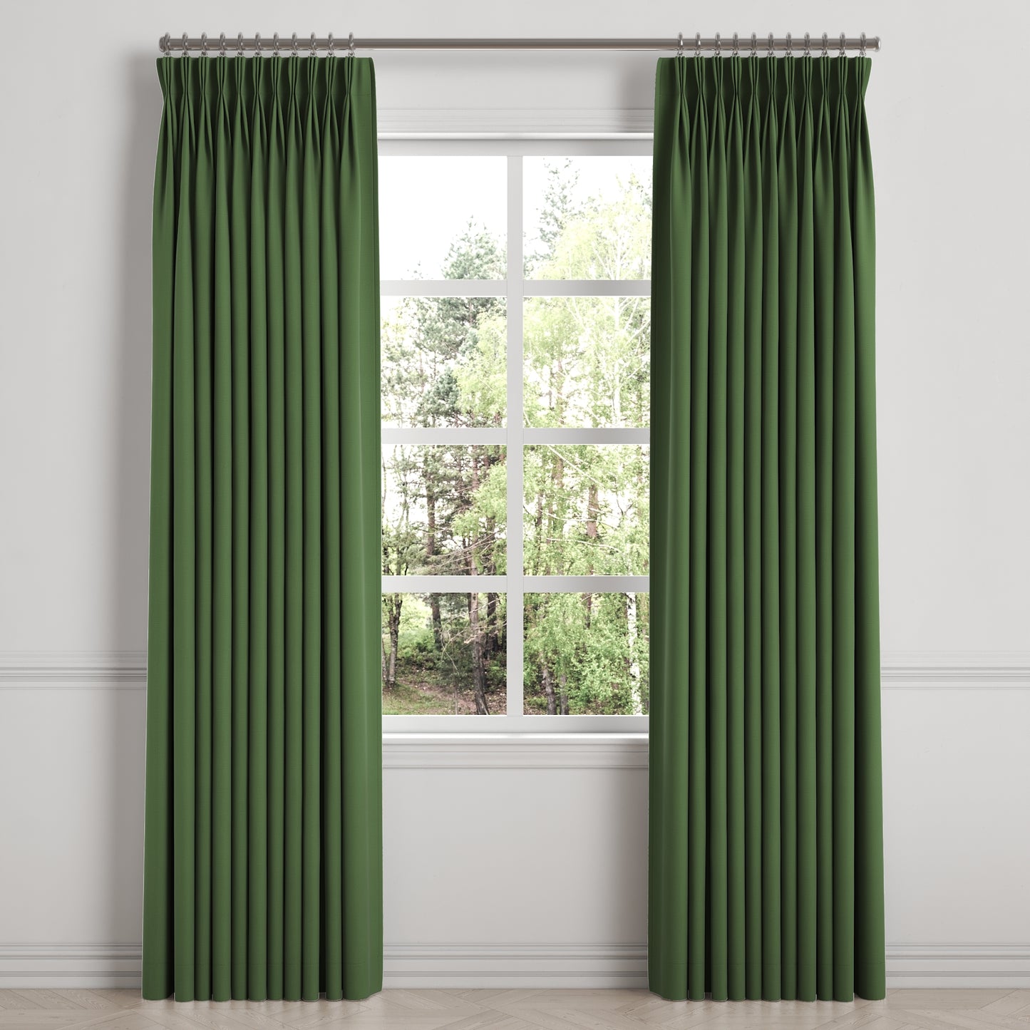 Pinch Pleat Drapery in Lush Linen - Forest
