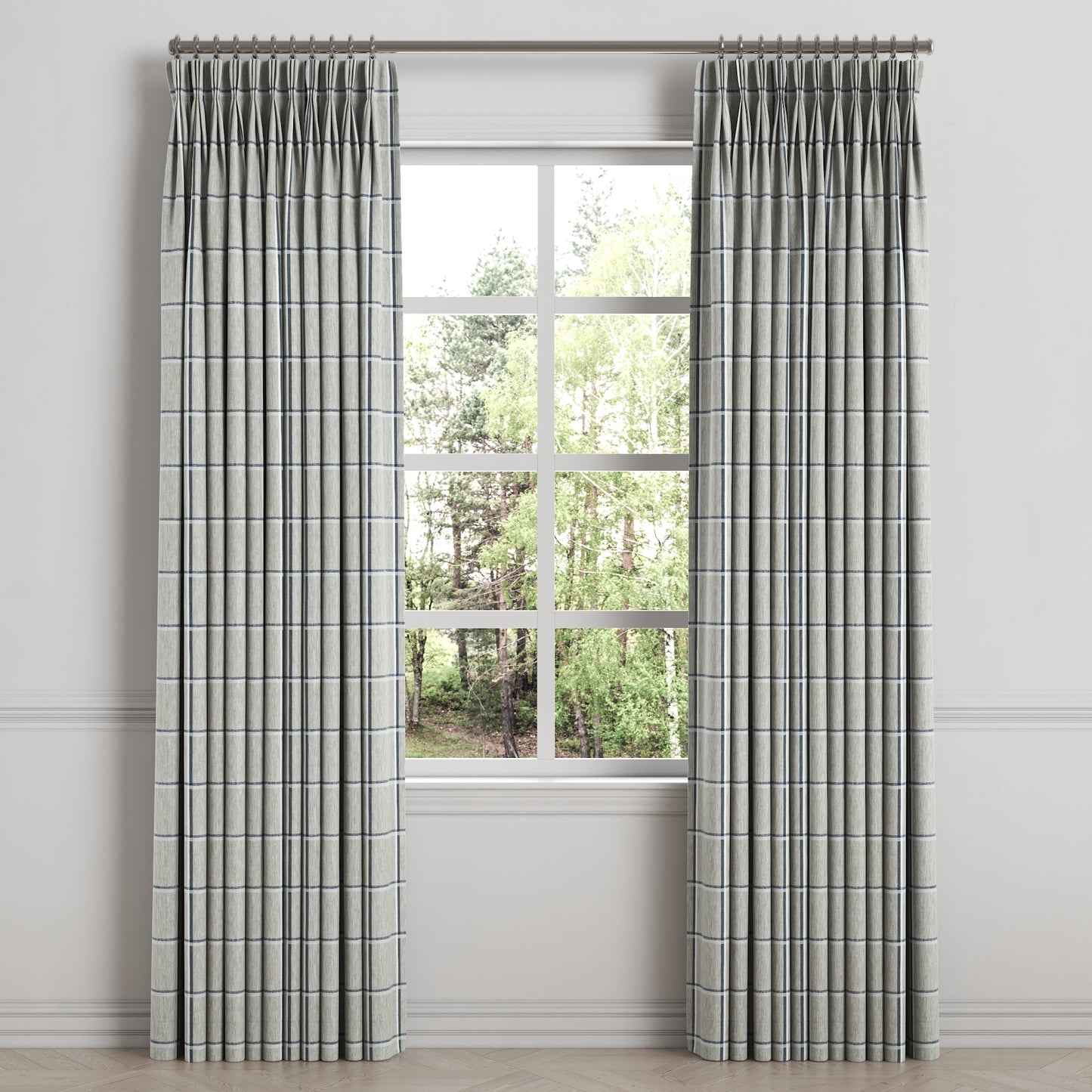 Pinch Pleat Drapery in Check With Me - Feather