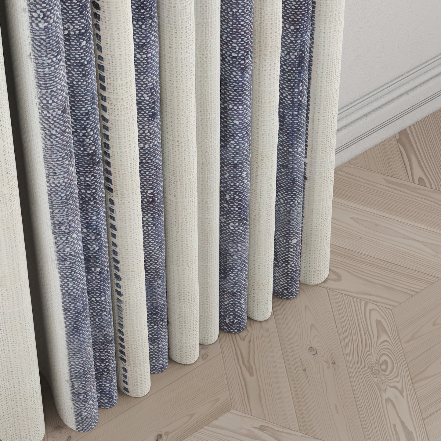 Pinch Pleat Drapery in French Laundry Stripe - Navy
