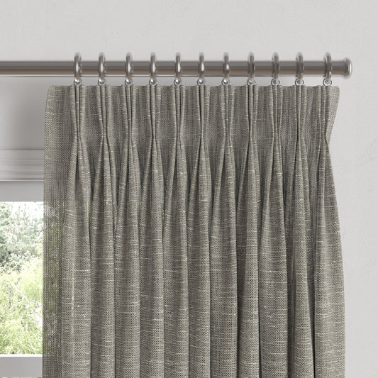 Pinch Pleat Drapery in Linen Sheer - Cinder
