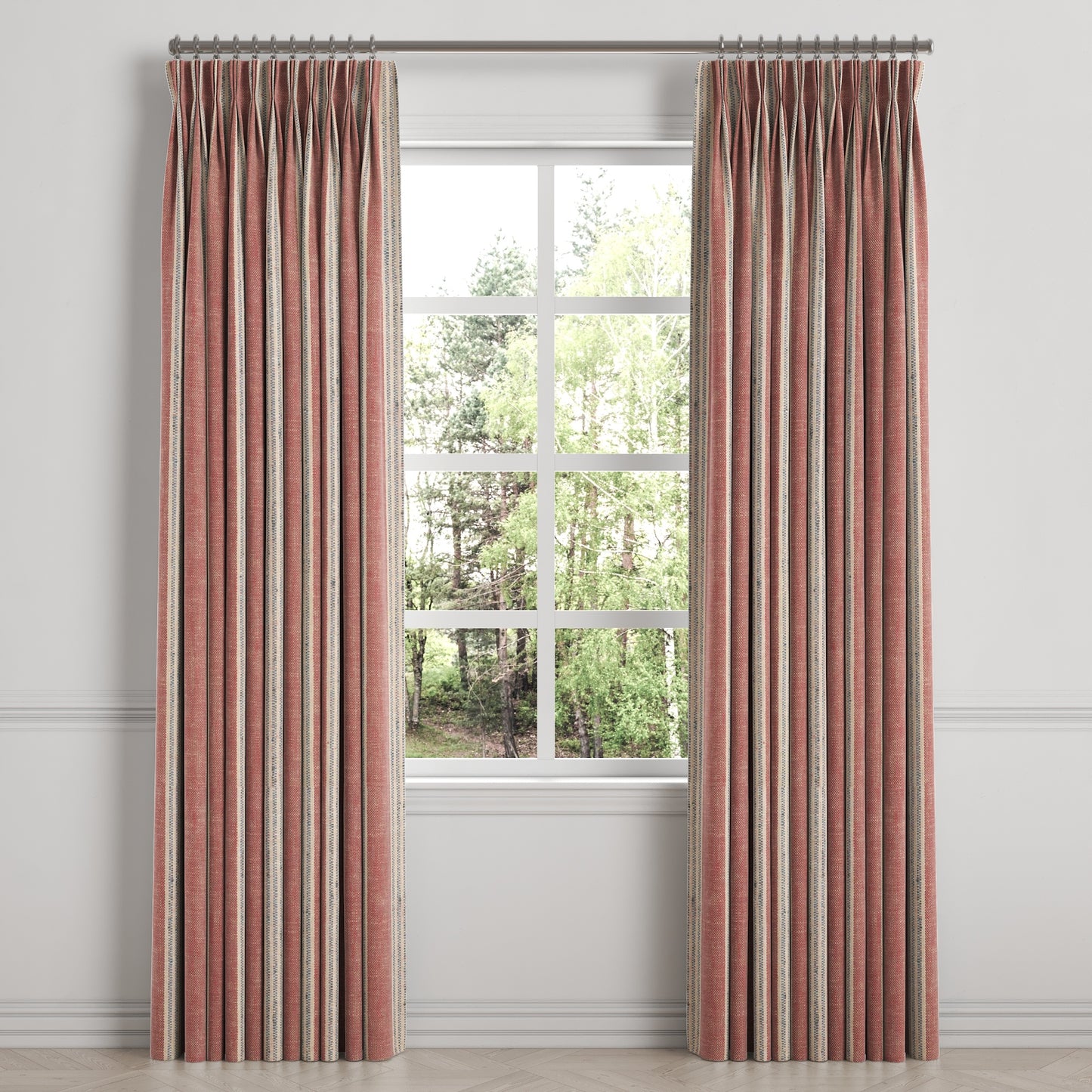 Pinch Pleat Drapery in Nautical Stripes - Buoy