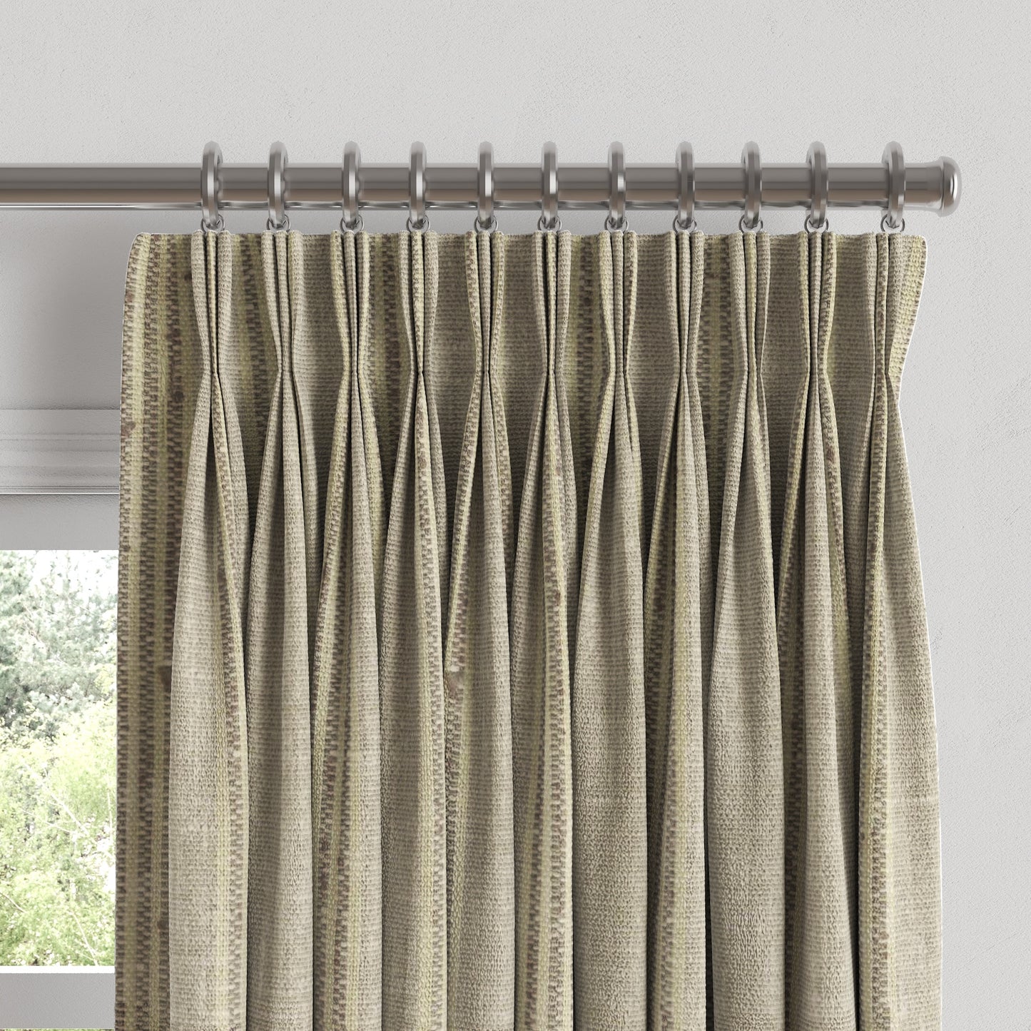 Pinch Pleat Drapery in Nautical Stripes - Beachy
