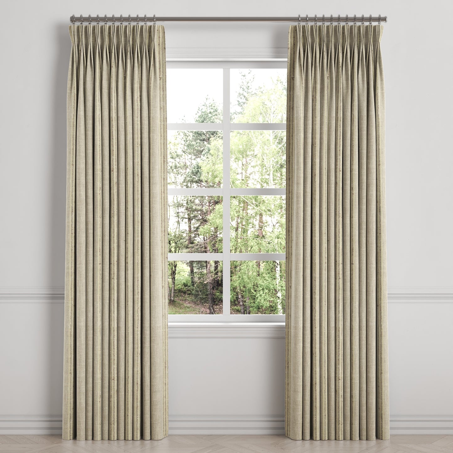 Pinch Pleat Drapery in Nautical Stripes - Beachy