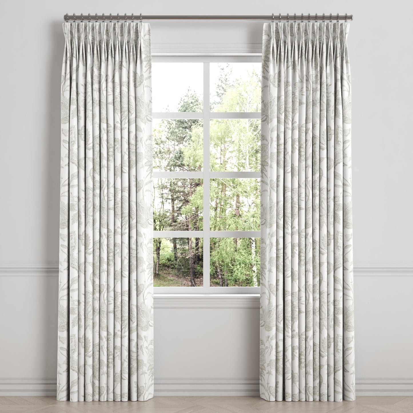 Pinch Pleat Drapery in Toile - Rich Cream