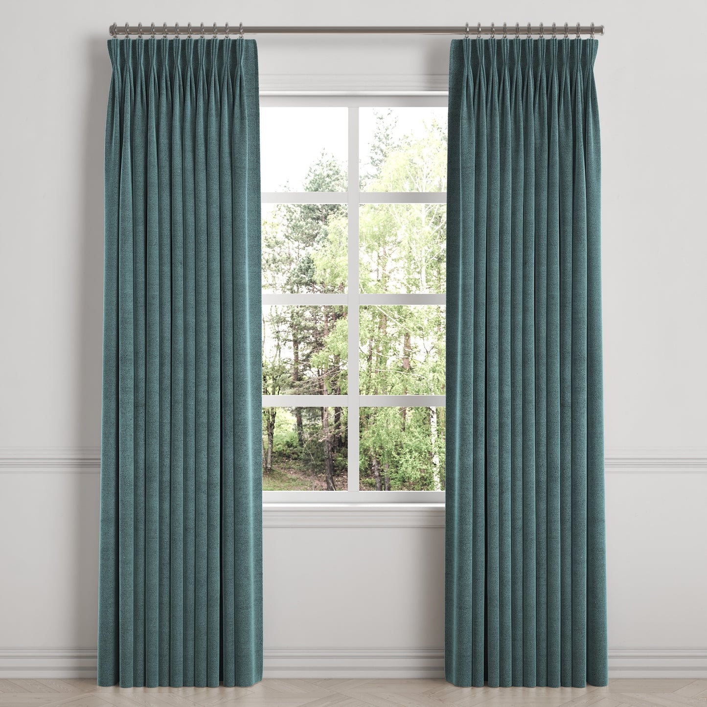 Pinch Pleat Drapery in Classic Velvet - Seaside