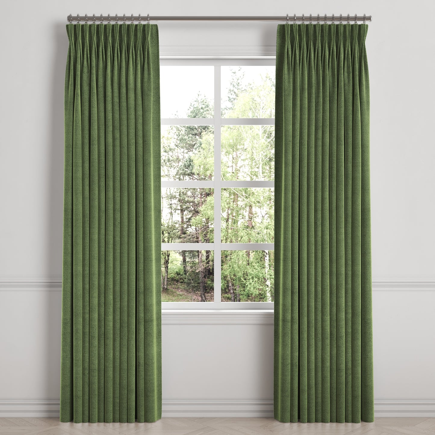 Pinch Pleat Drapery in Classic Velvet - Aloe