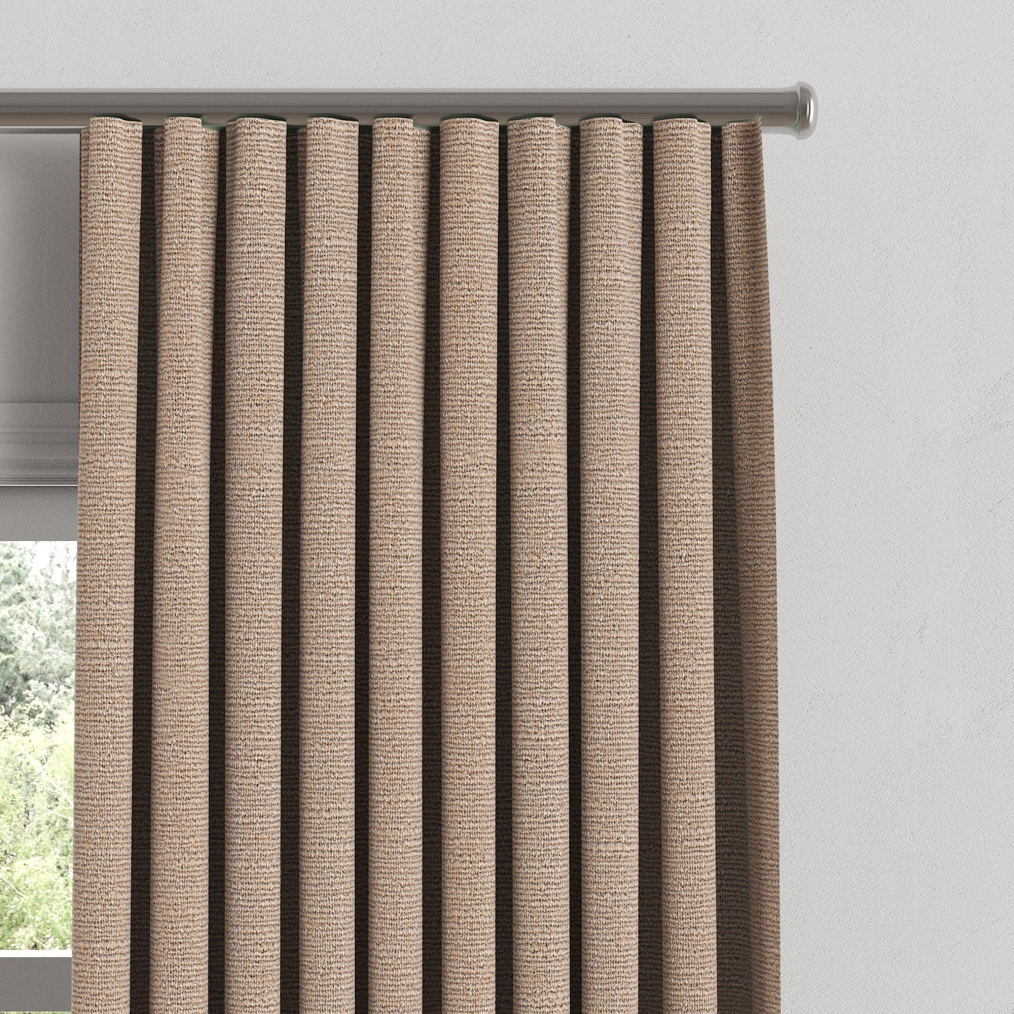 Ripplefold Drapery in Slubby Linen - Caramel