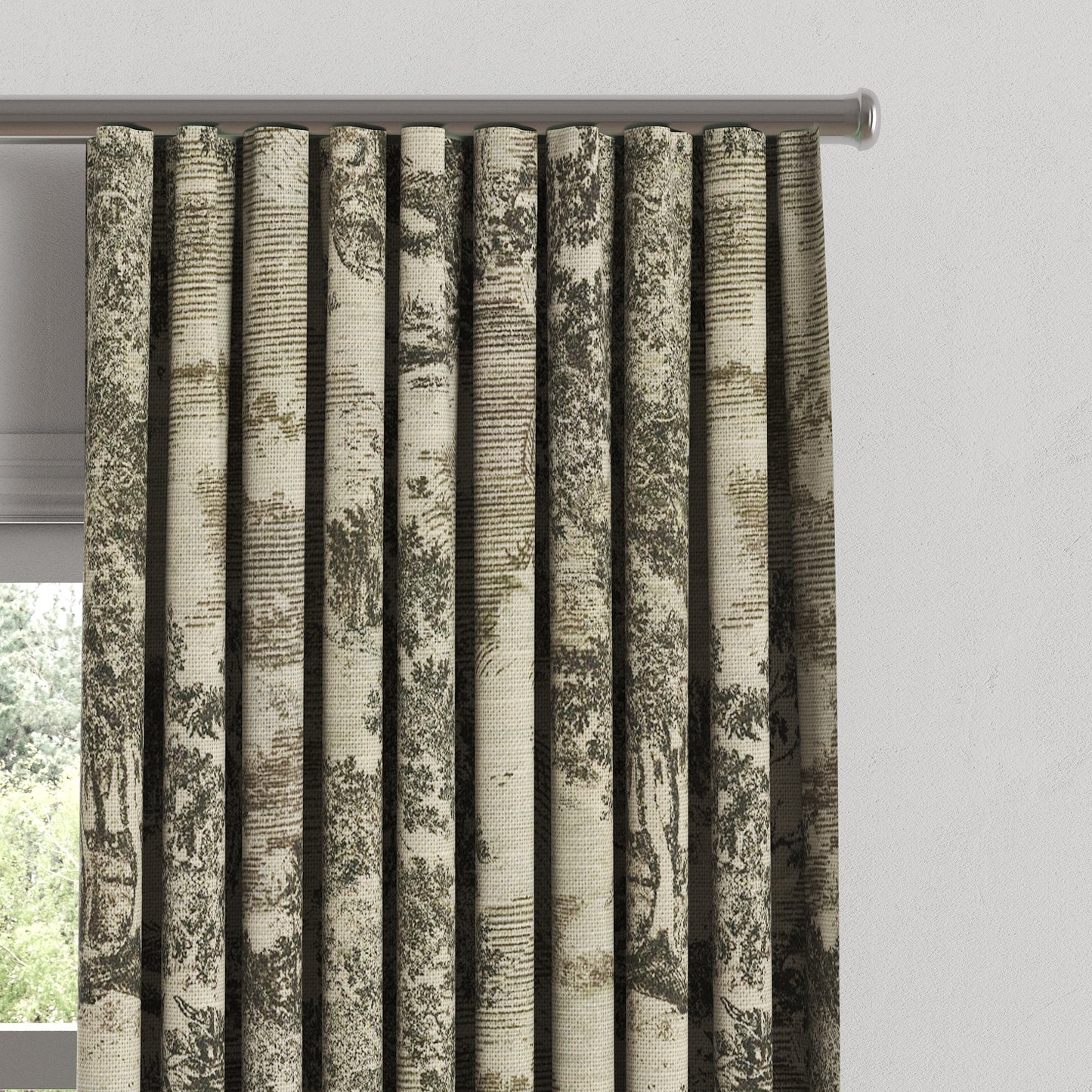 Ripplefold Drapery in Country Toile - Onyx