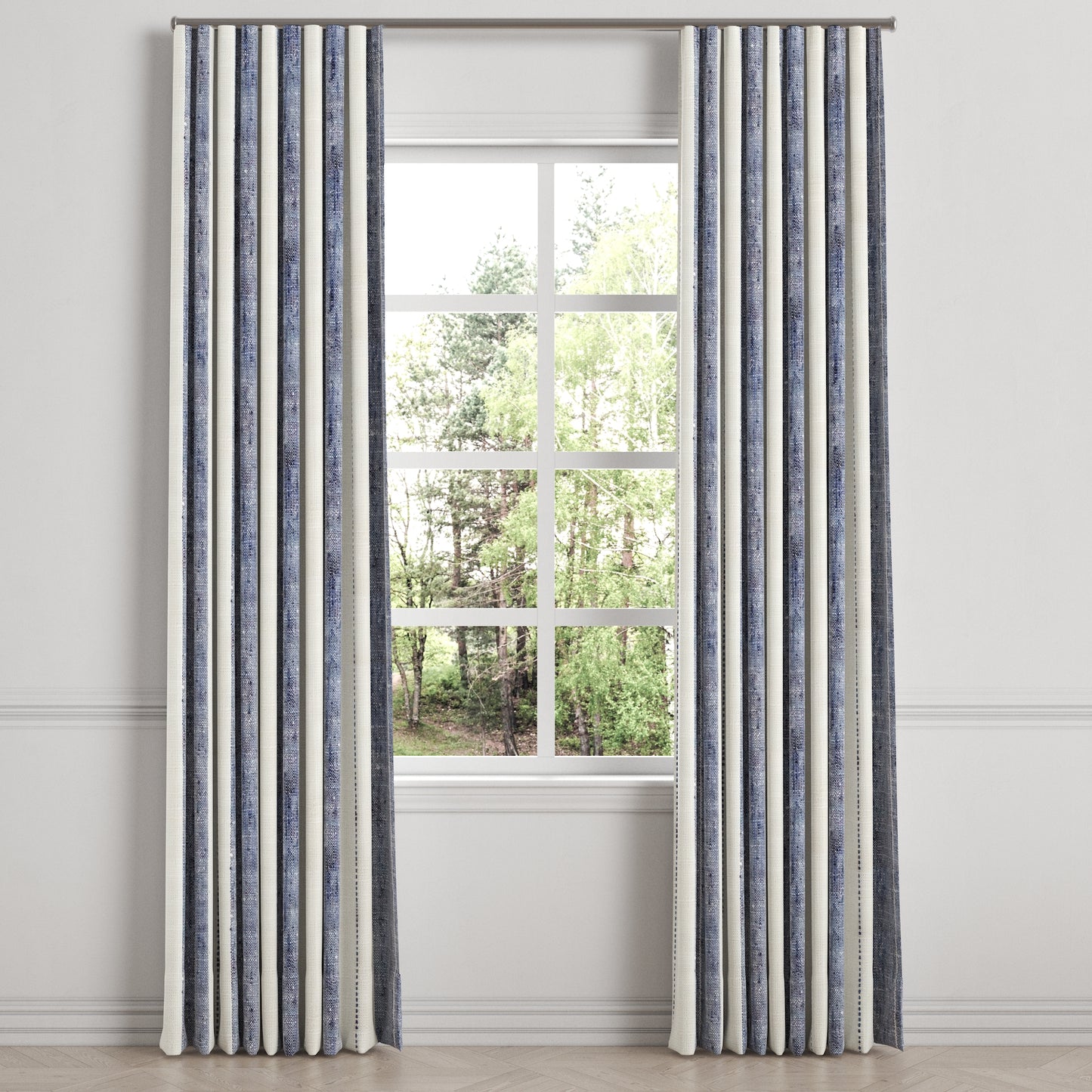 Ripplefold Drapery in French Laundry Stripe - Navy