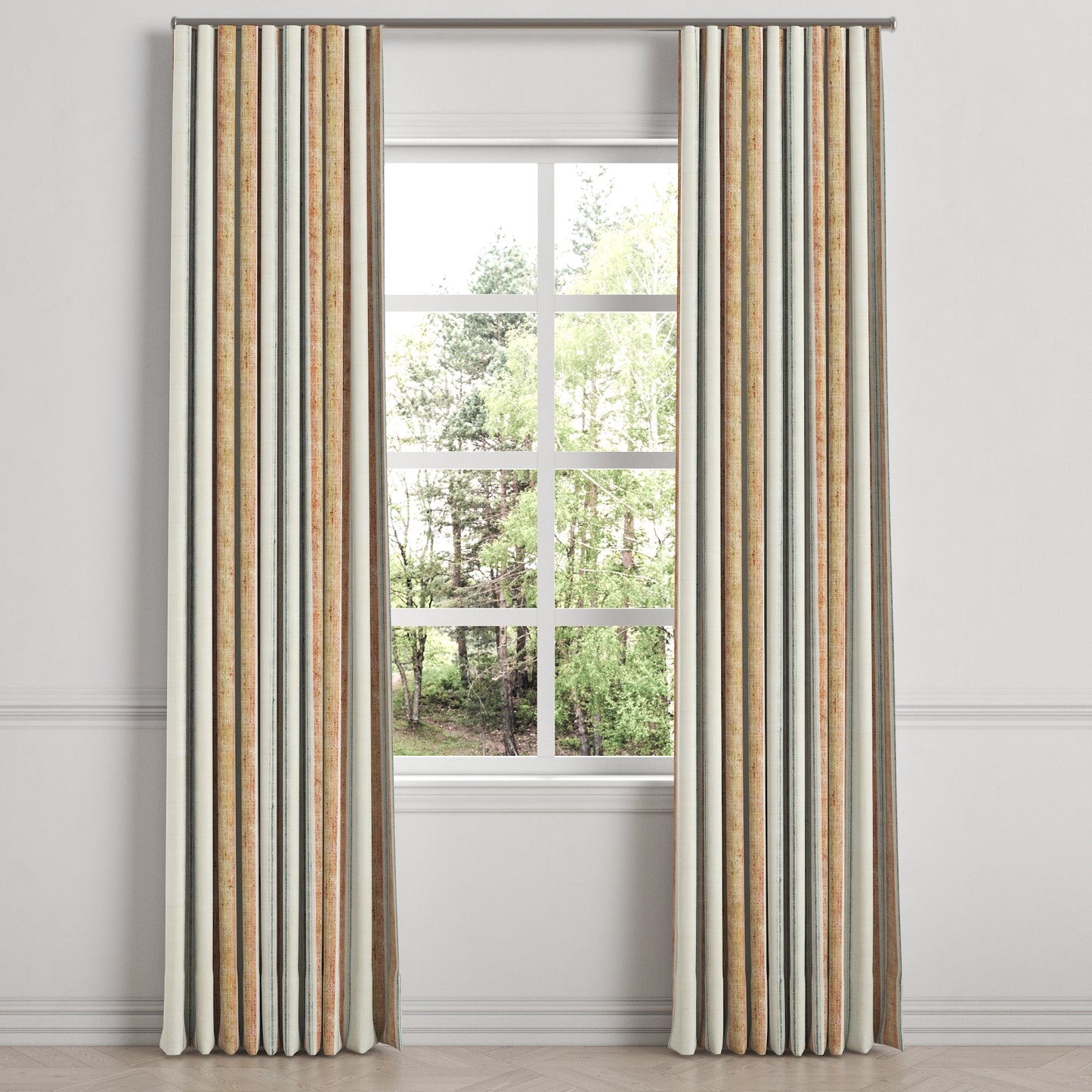 Ripplefold Drapery in French Laundry Stripe - Apricot