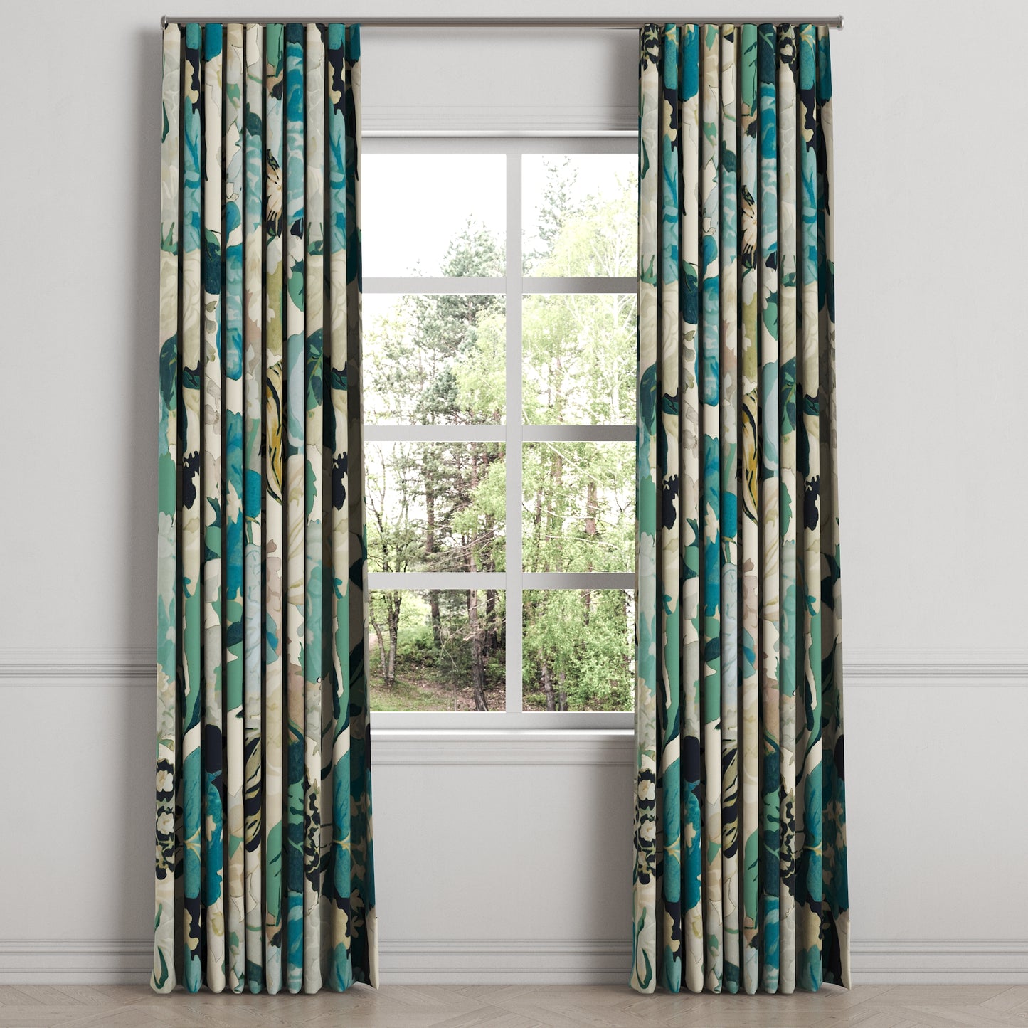 Ripplefold Drapery in Garden Tea Time - Blue Haze