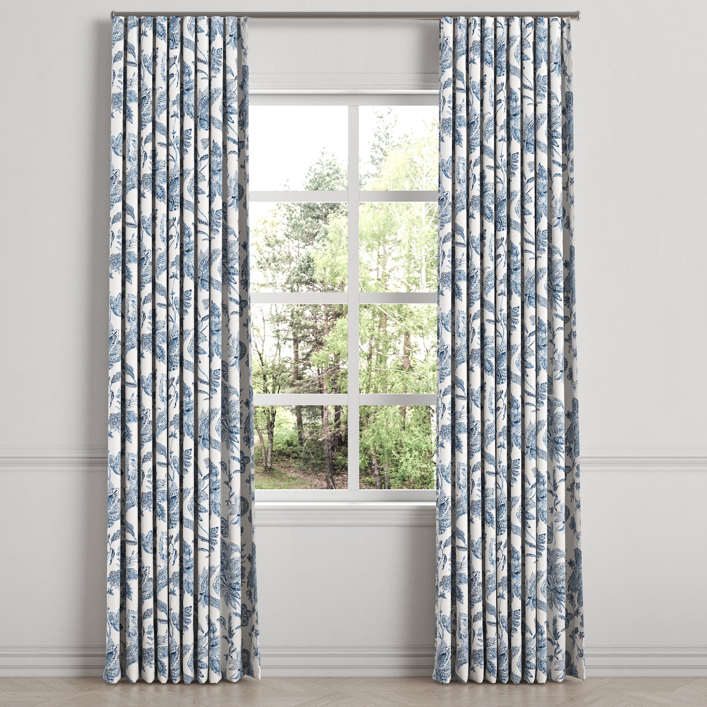 Ripplefold Drapery in Toile - Blue Skies