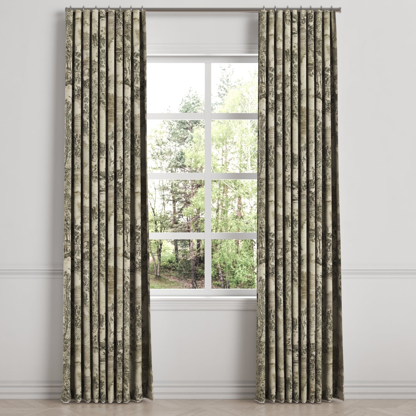 Ripplefold Drapery in Country Toile - Onyx