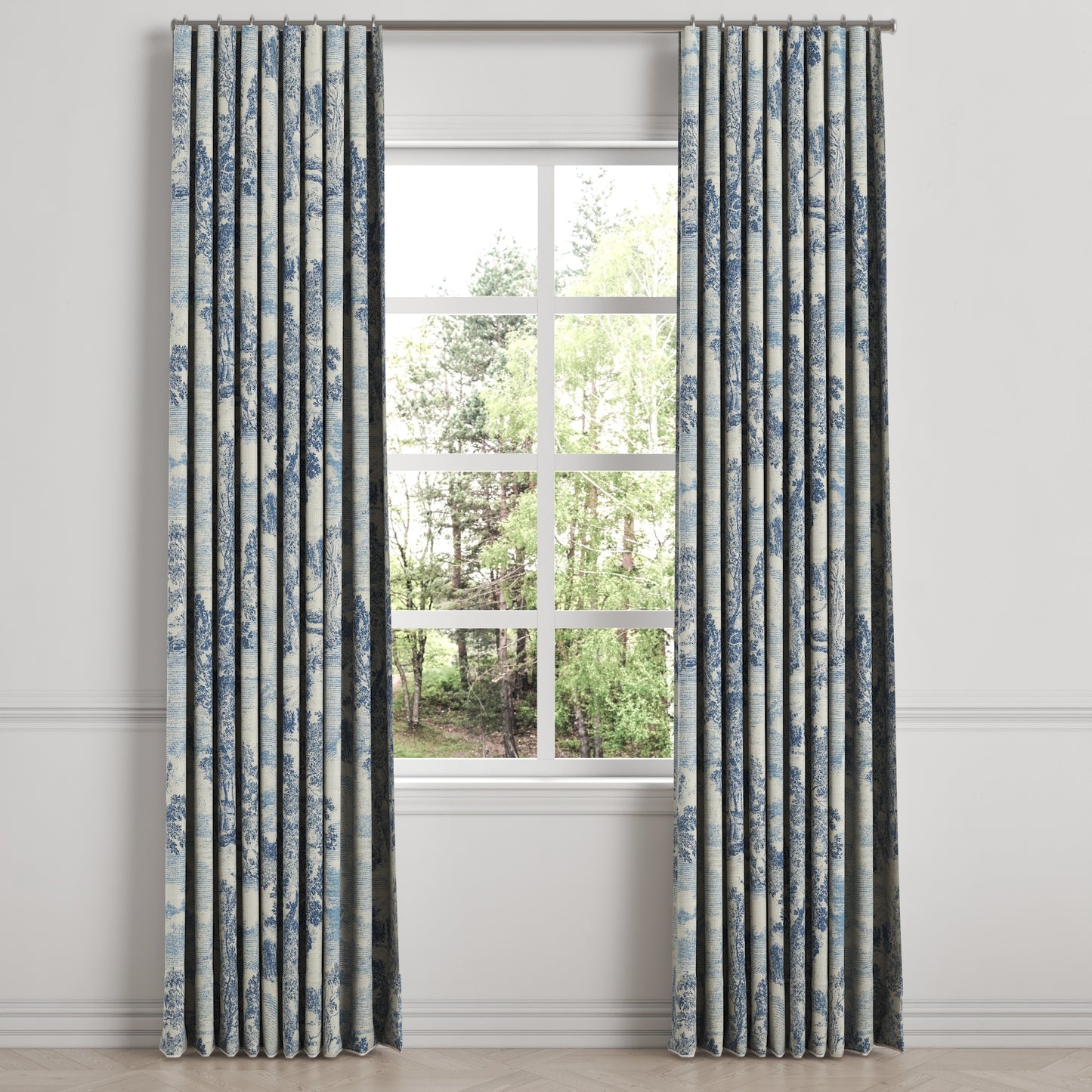 Ripplefold Drapery in Country Toile - Sapphire