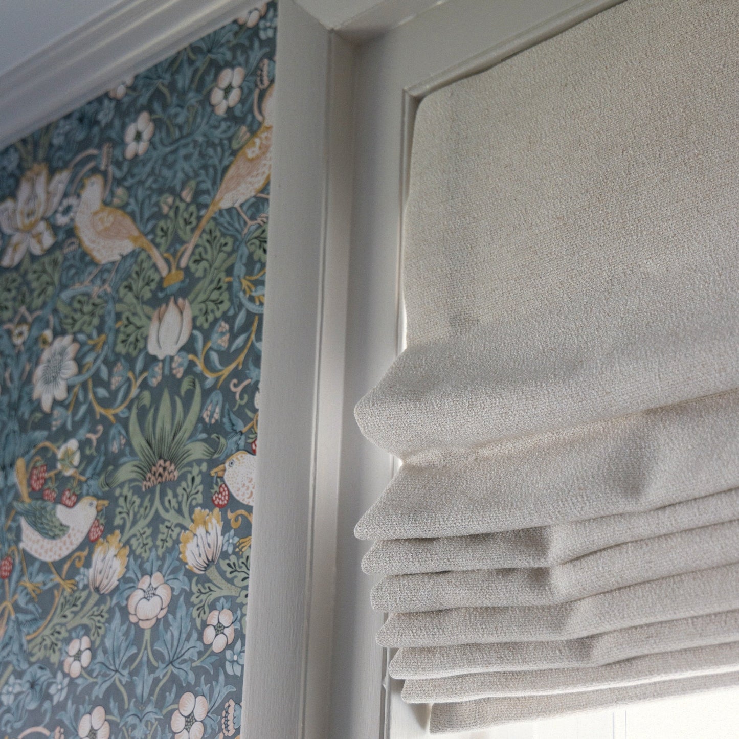 Pinch Pleat Cafe Curtains in Slubby Linen - Ivory