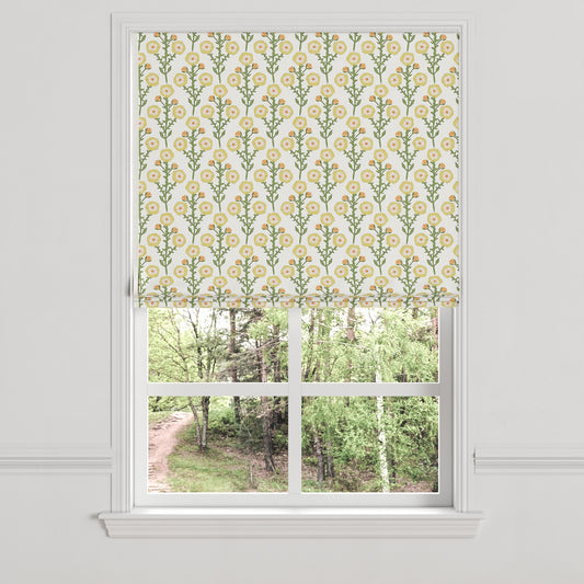 Flat Roman Shade in Cottage Flowers - Sunbeam