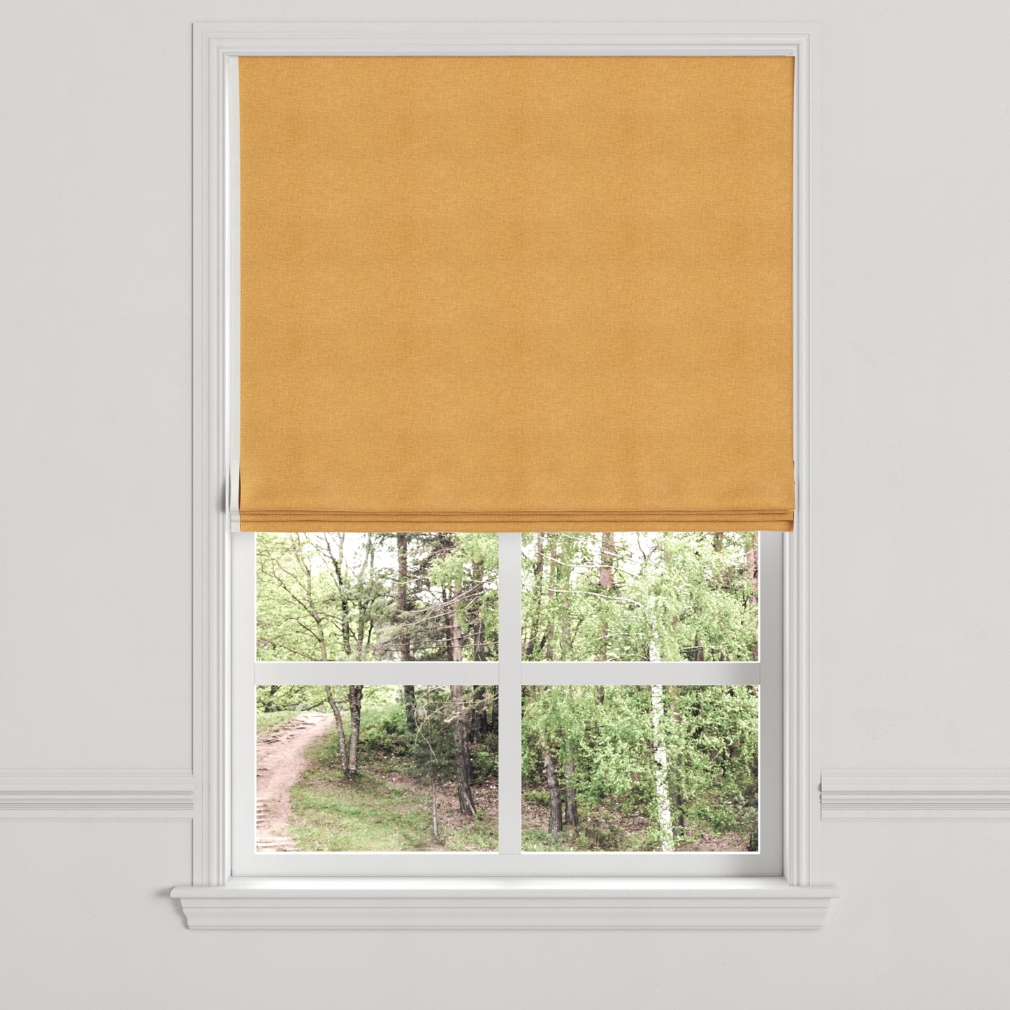 Flat Roman Shade in Lush Linen - Turmeric