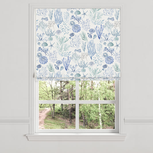 Flat Roman Shade in Montauk - Ocean
