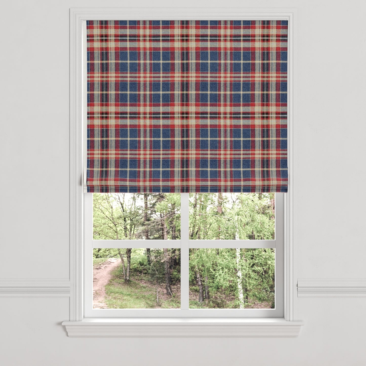 Flat Roman Shade in Tartan - Flannel