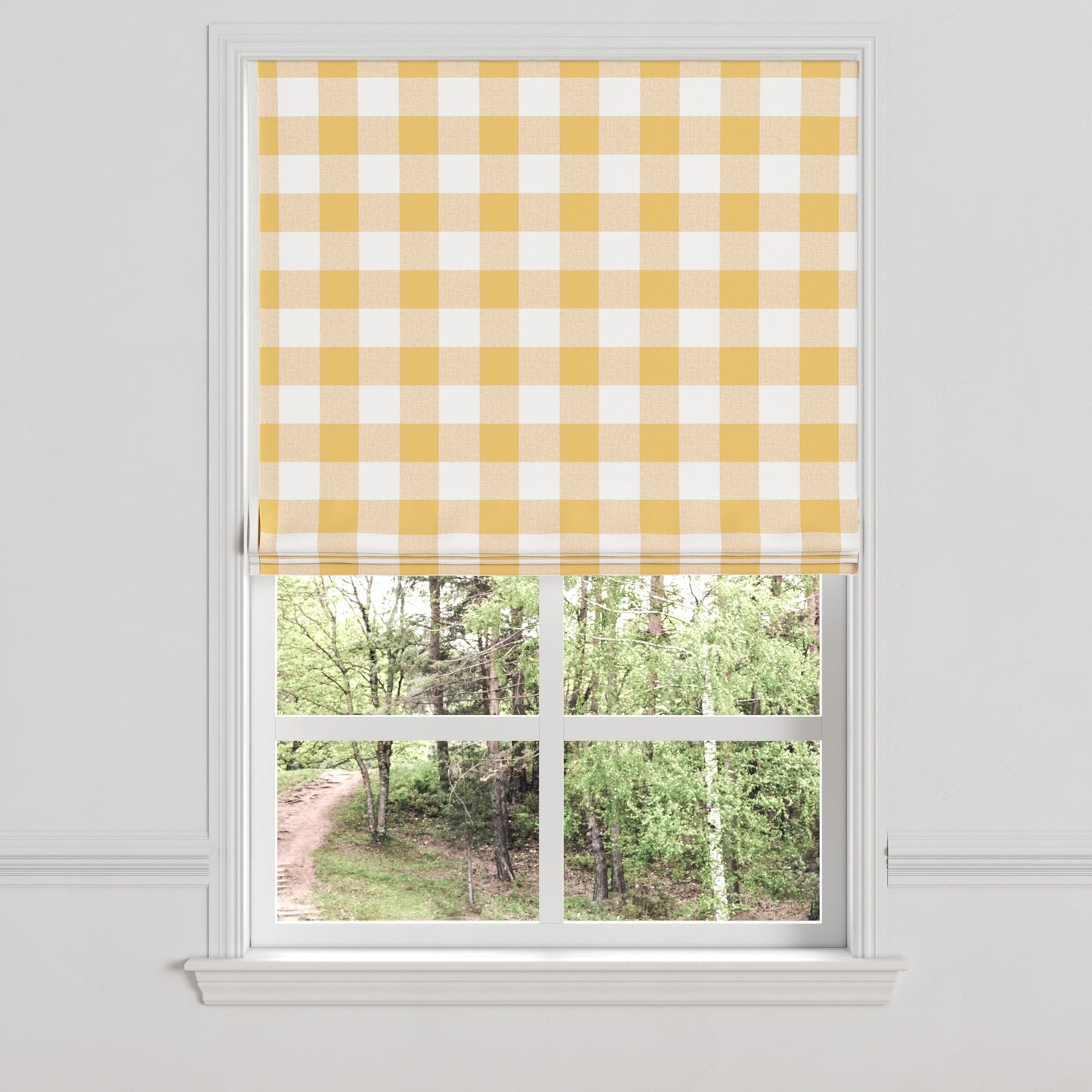 Flat Roman Shade in Buffalo Check - Sunny