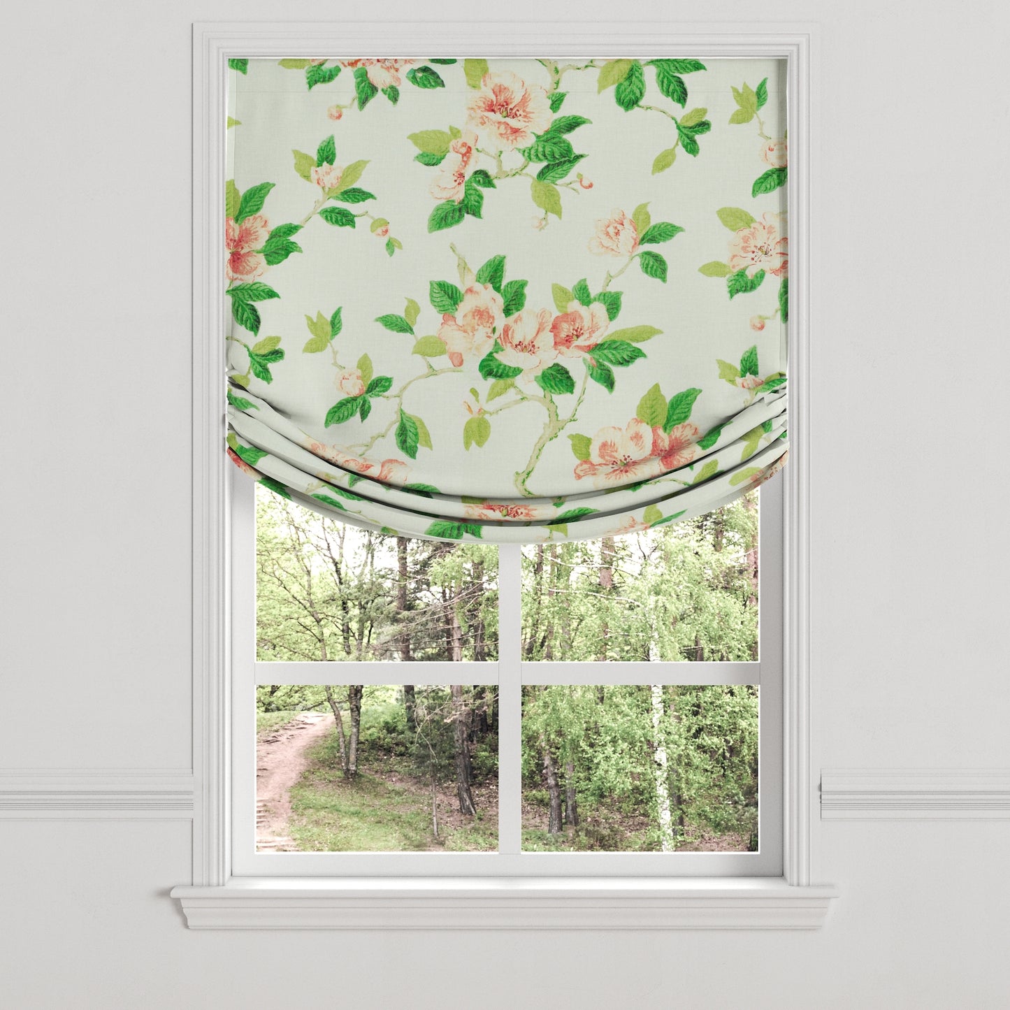 Relaxed Roman Shade in Grandma's Floral - Coral