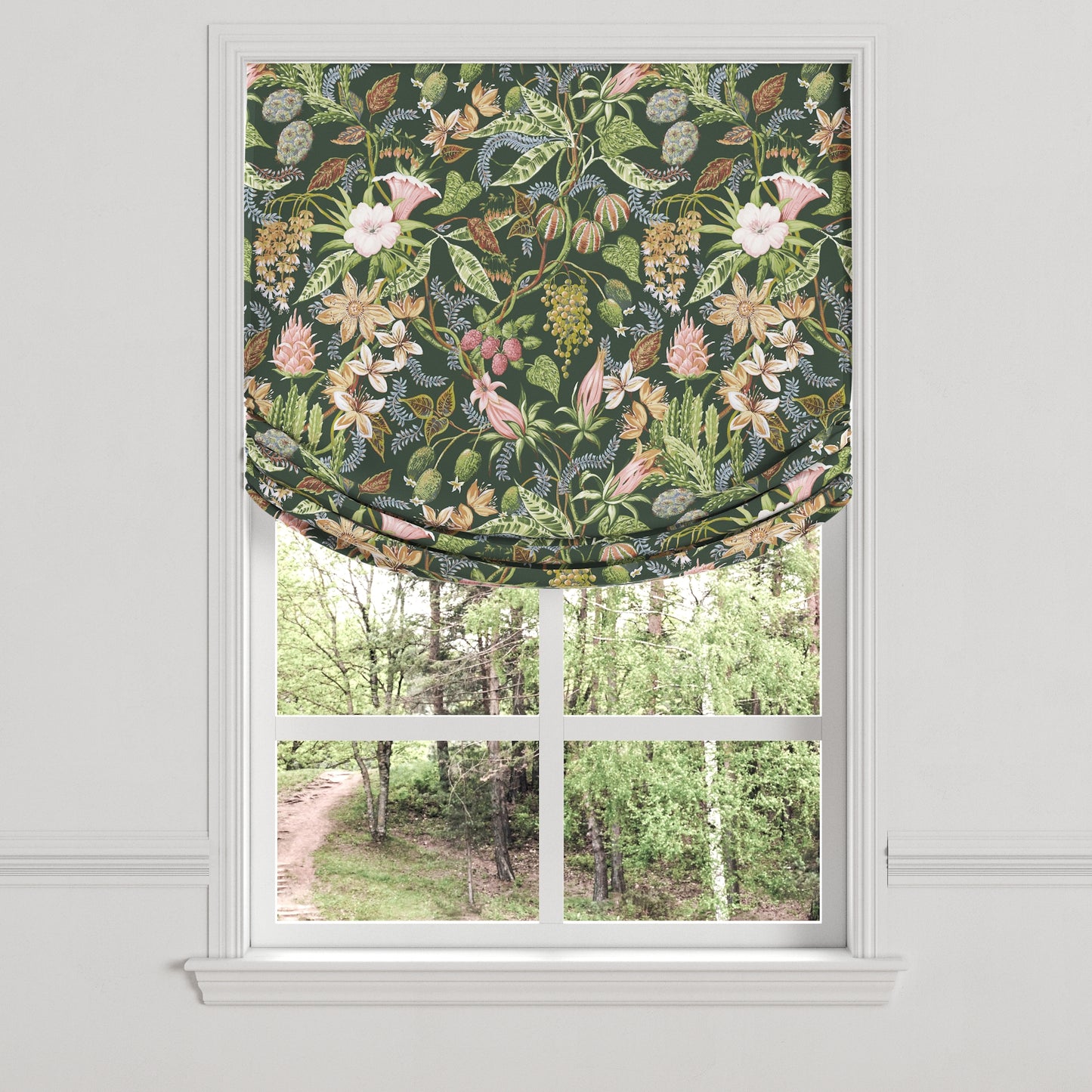 Relaxed Roman Shade in Botanical - Forest
