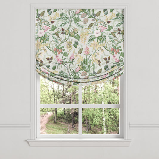 Relaxed Roman Shade in Botanical - Seamist