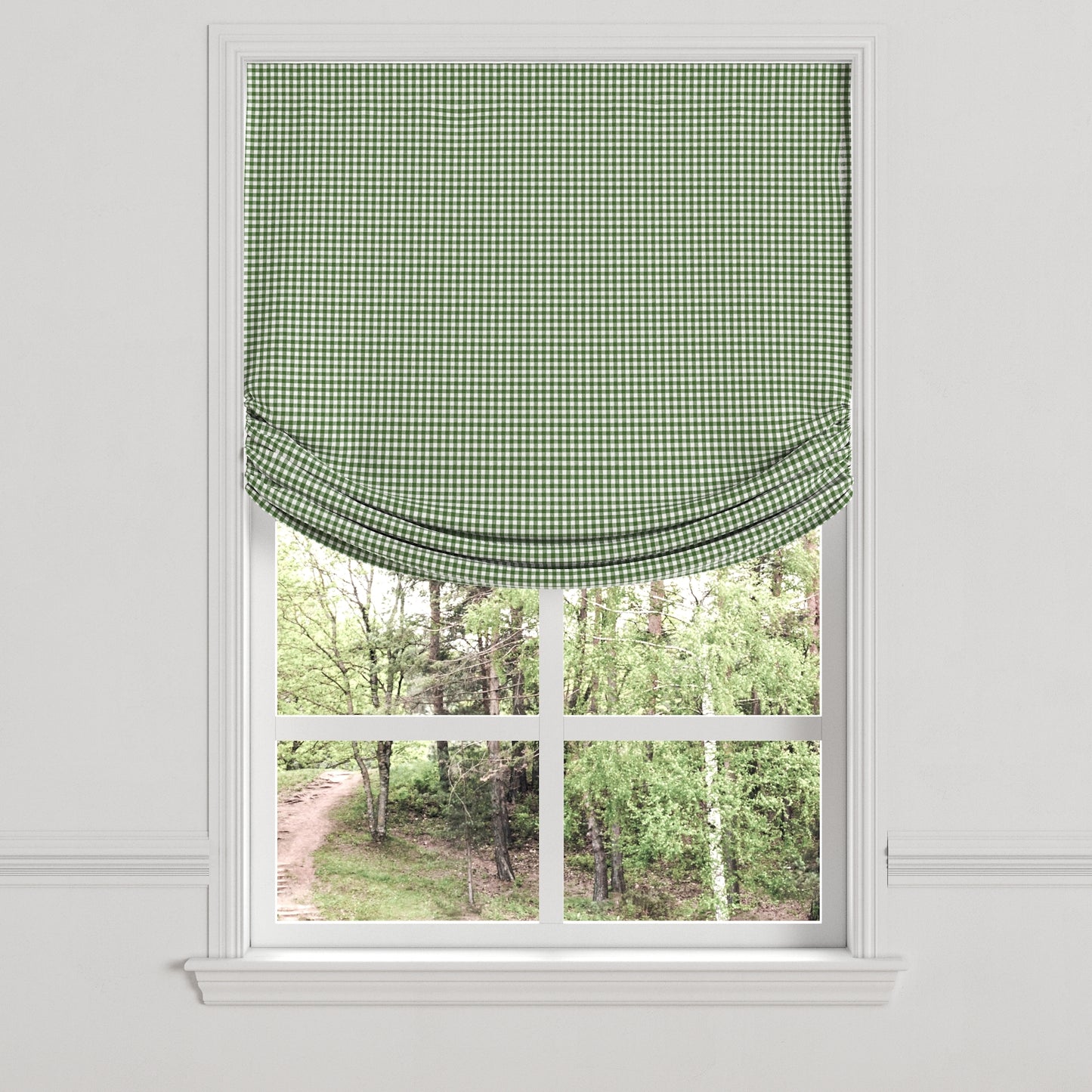 Relaxed Roman Shade in Gingham - Fir