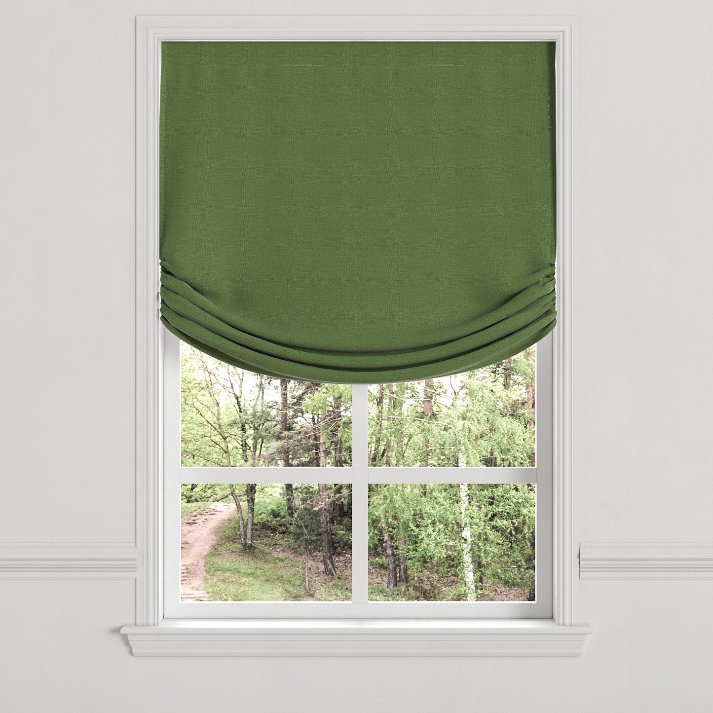 Relaxed Roman Shade in Slubby Linen - Clover
