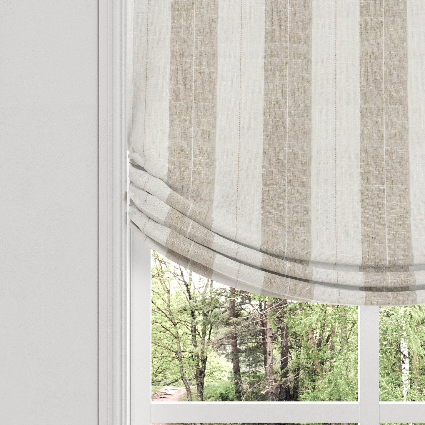 Relaxed Roman Shade in French Laundry Stripe - Champagne