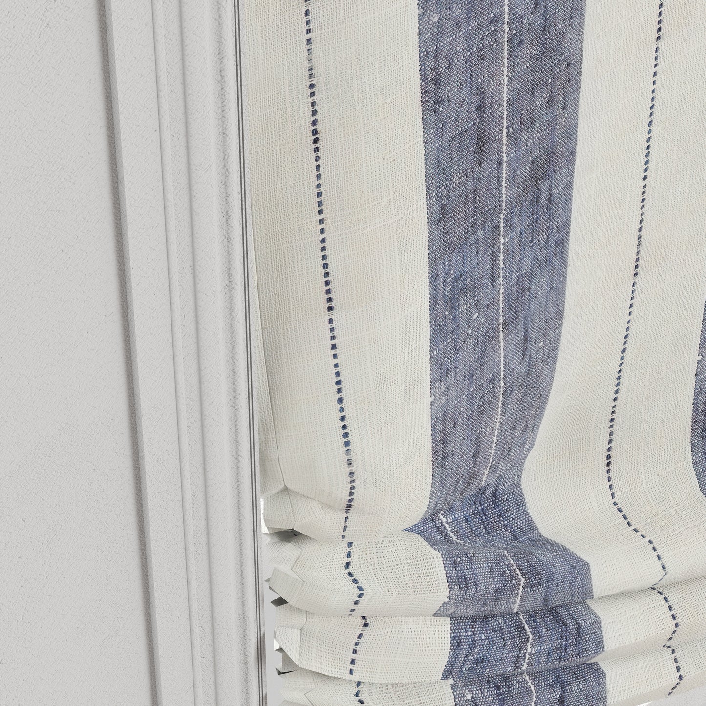 Relaxed Roman Shade in French Laundry Stripe - Navy
