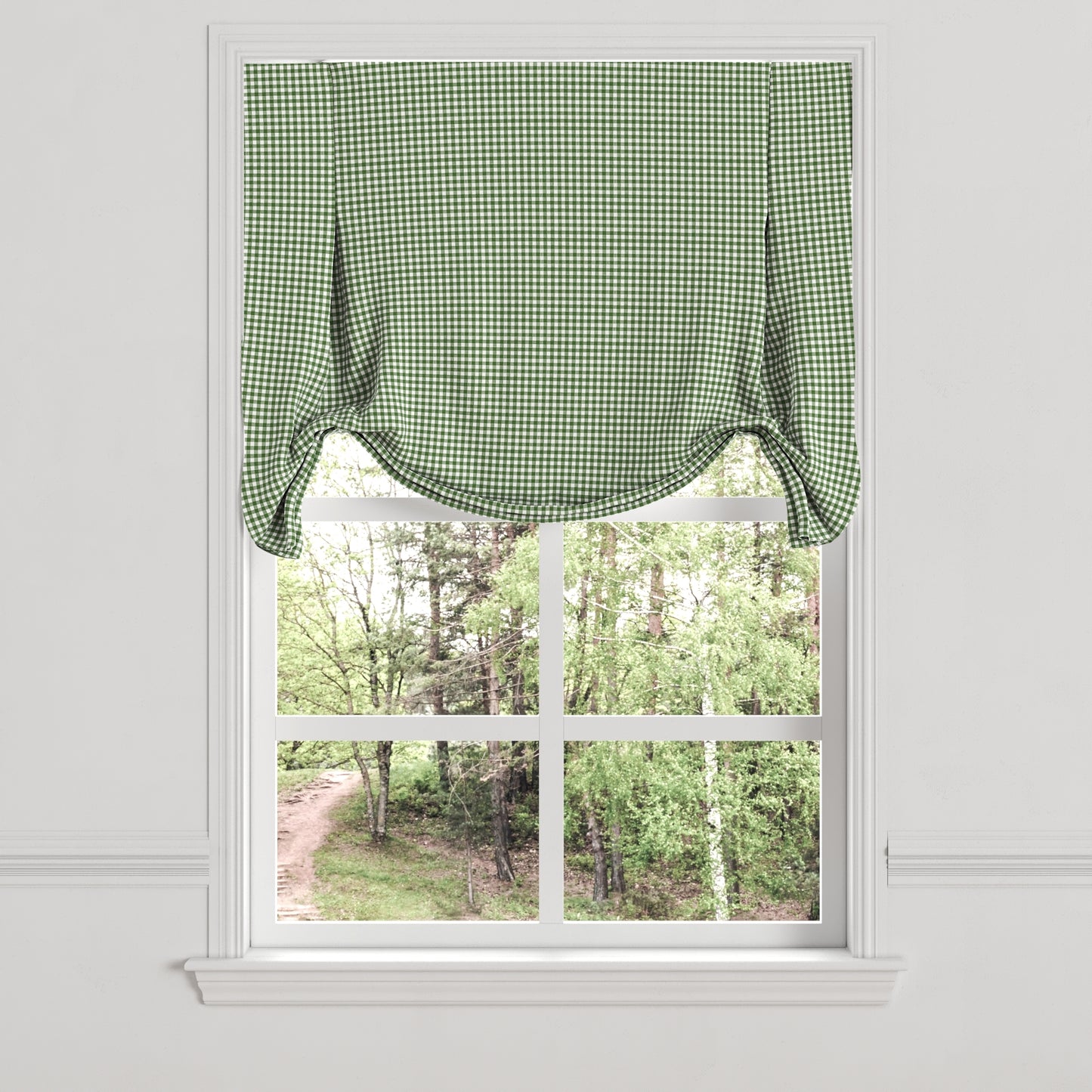 Tulip Roman Shade in Gingham - Fir