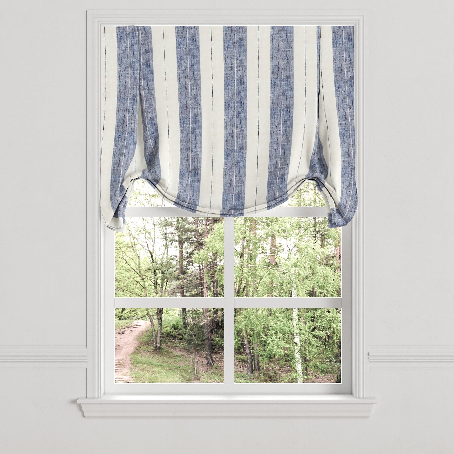 Tulip Roman Shade in French Laundry Stripe - Navy
