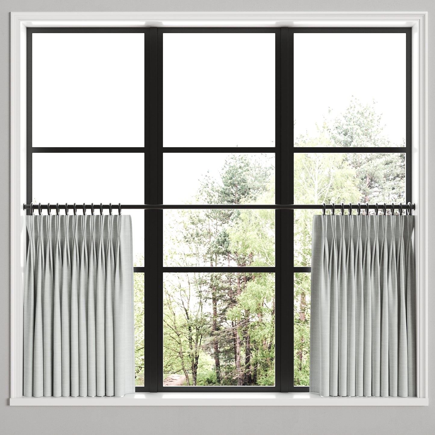 Pinch Pleat Cafe Curtains in Classic Linen - Oyster