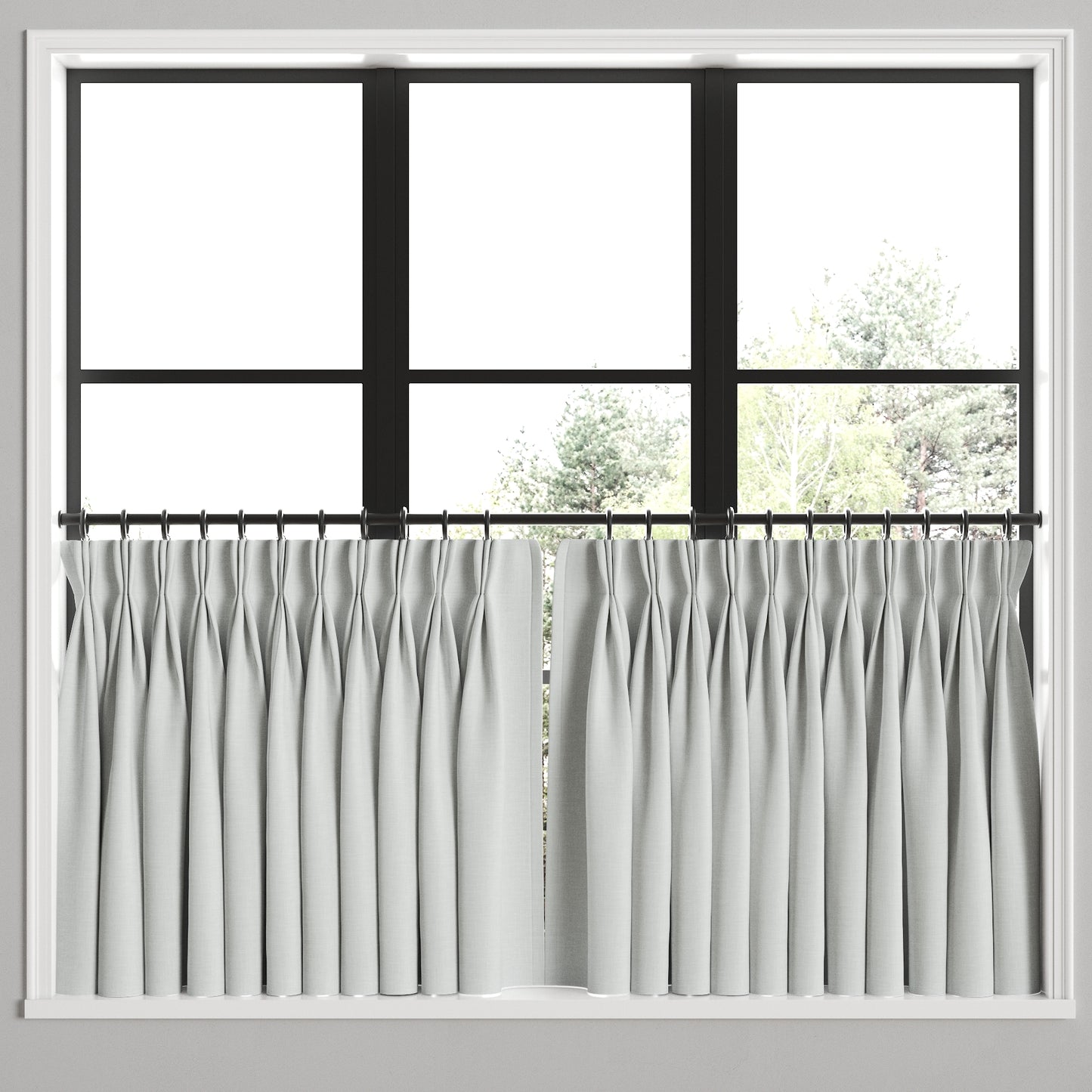 Pinch Pleat Cafe Curtains in Classic Linen - Silver
