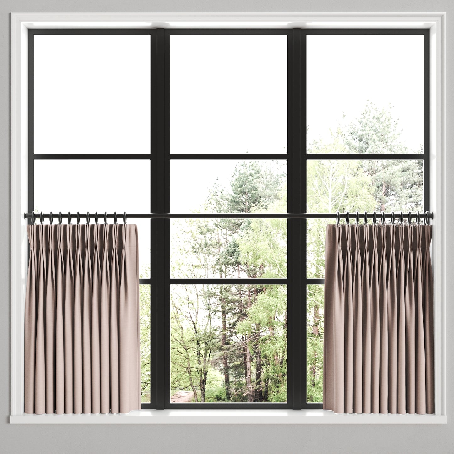 Pinch Pleat Cafe Curtains in Classic Linen - Petal